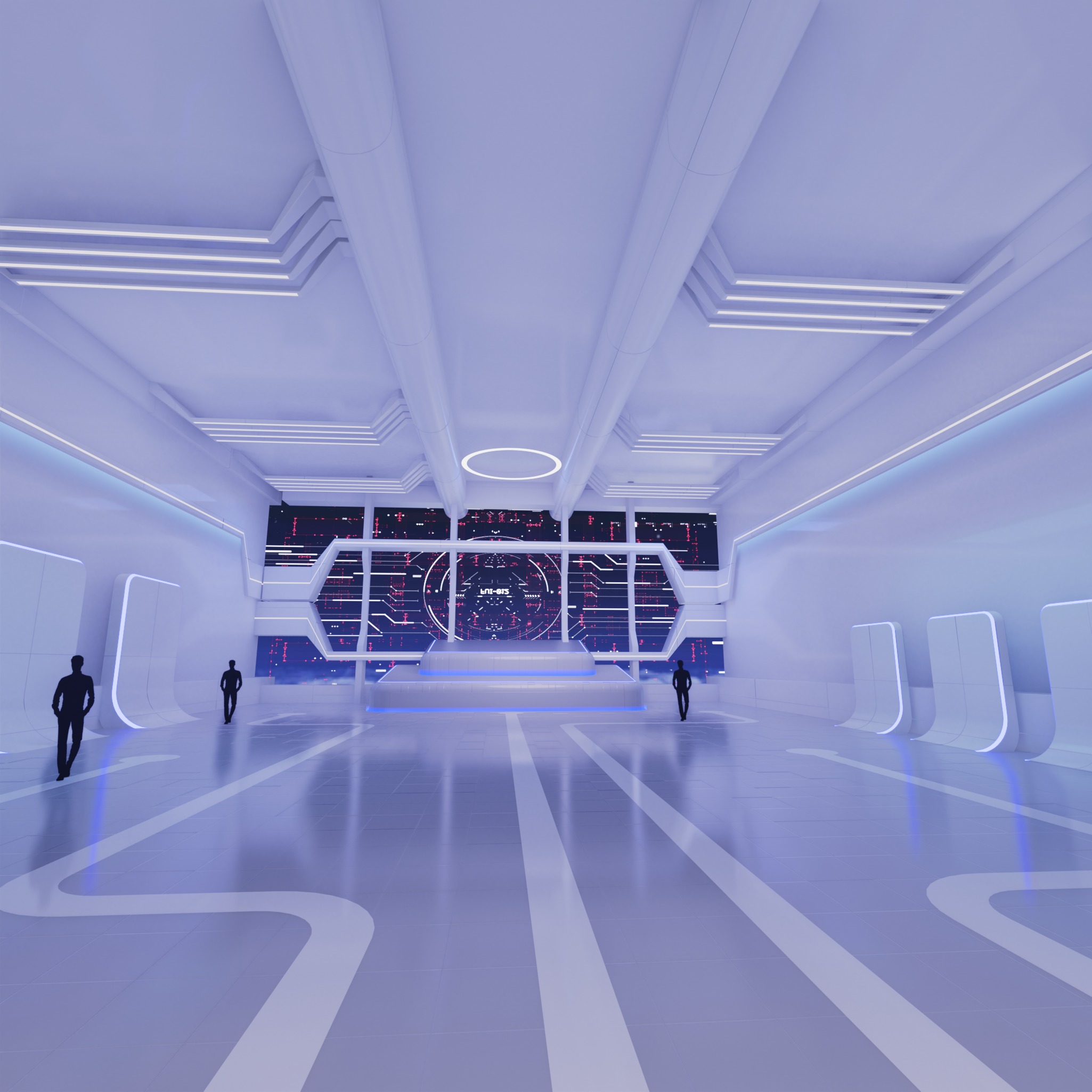 Sci Fi Exhibition Hall Interior with real world 3D model_2