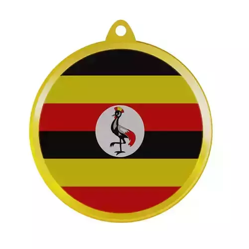 Uganda Flag Luxury Golden Medal Badge