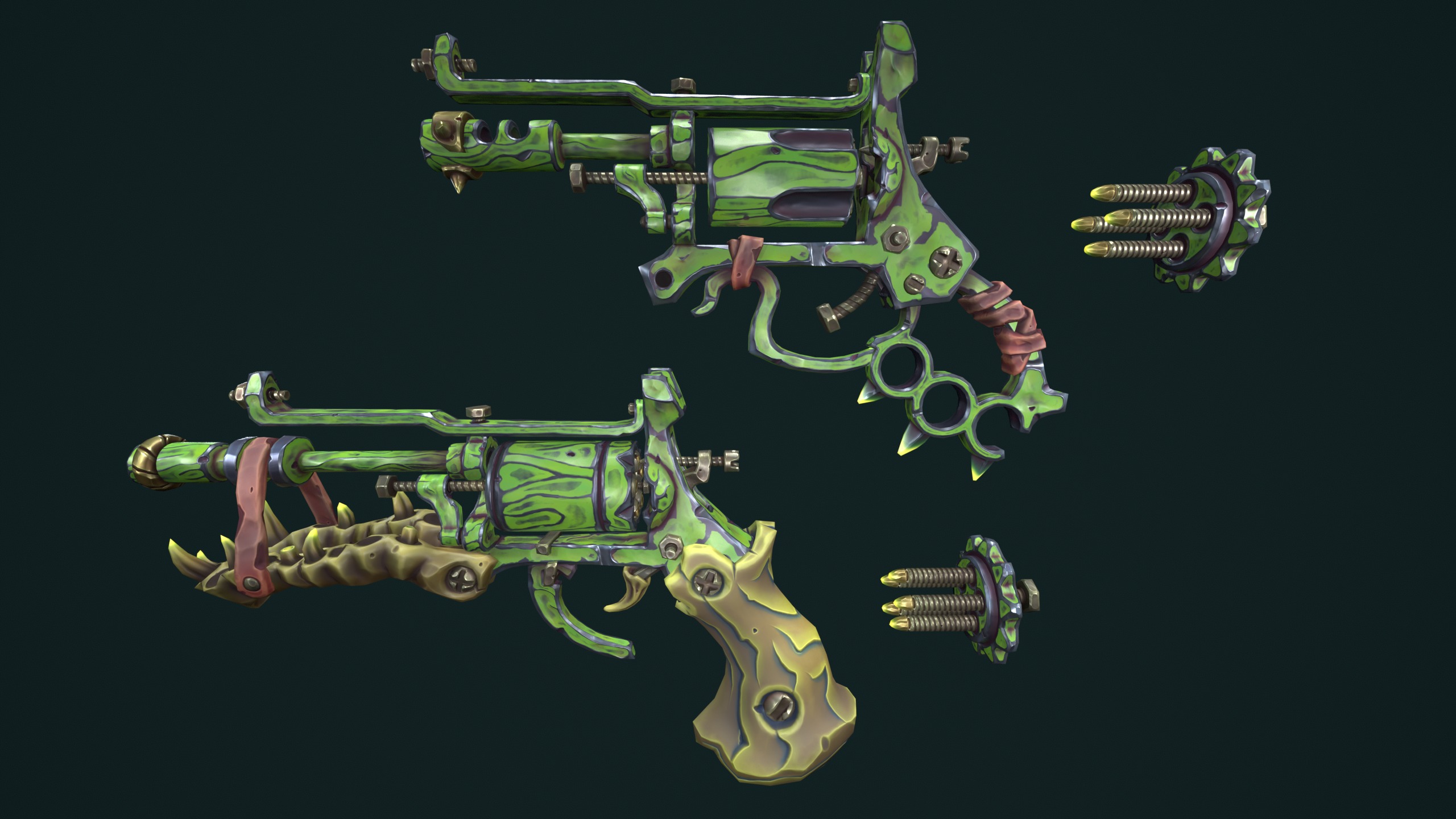 Modular stylized desert revolver Low-poly 3D model_4