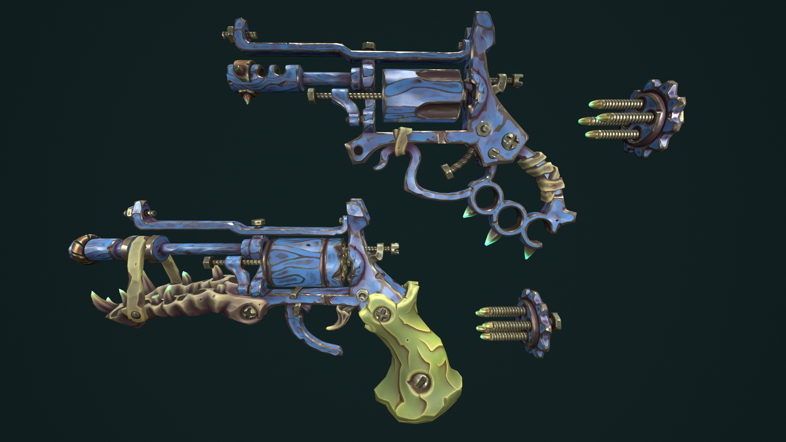 Modular stylized desert revolver Low-poly 3D model_6