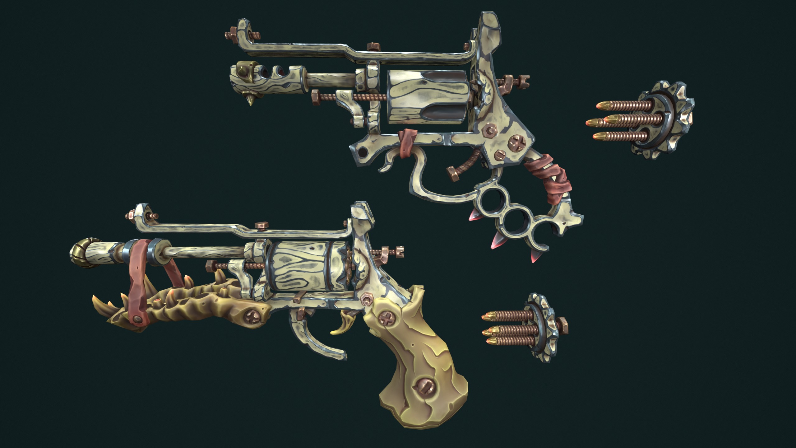 Modular stylized desert revolver Low-poly 3D model_8