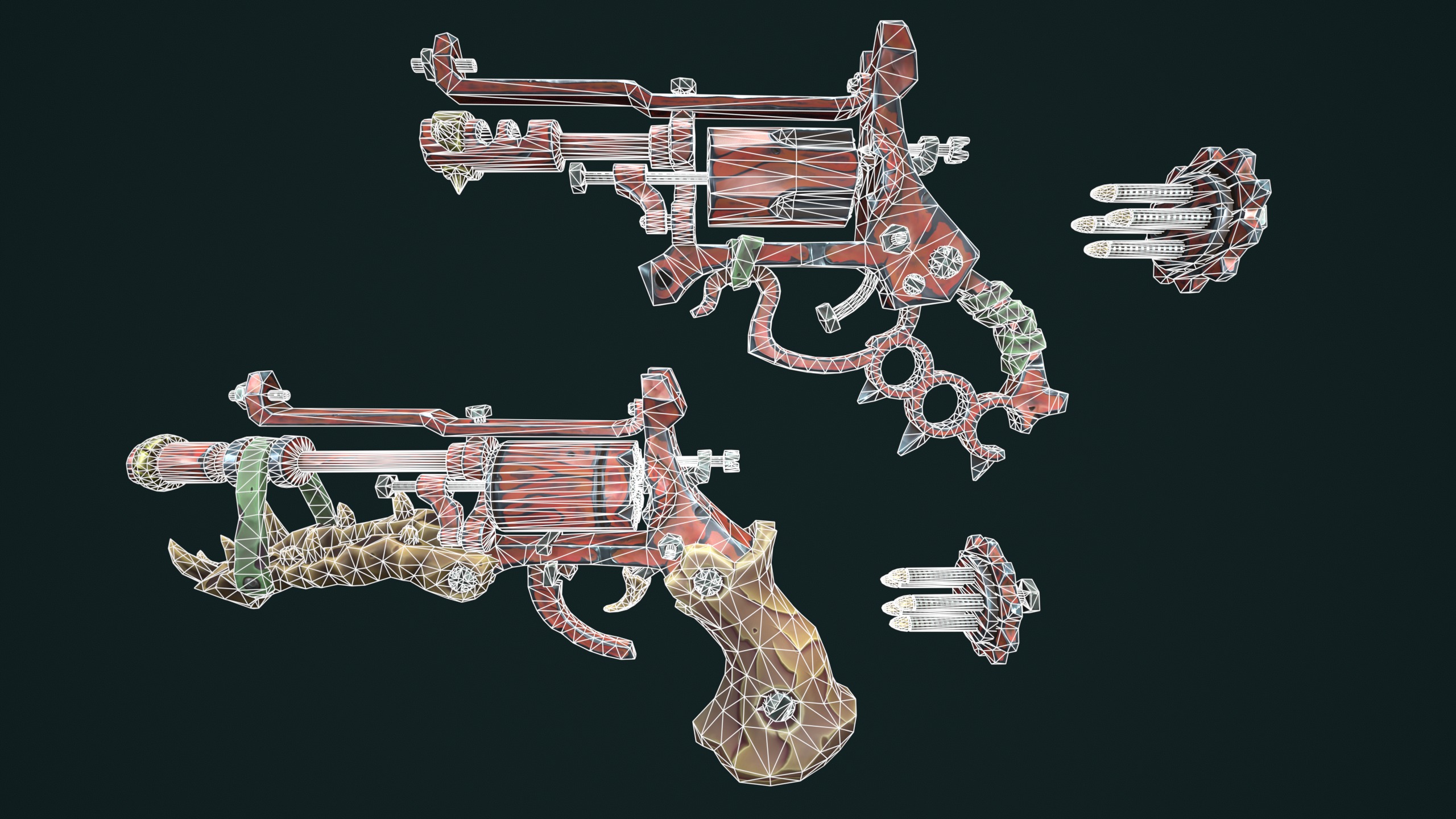 Modular stylized desert revolver Low-poly 3D model_1