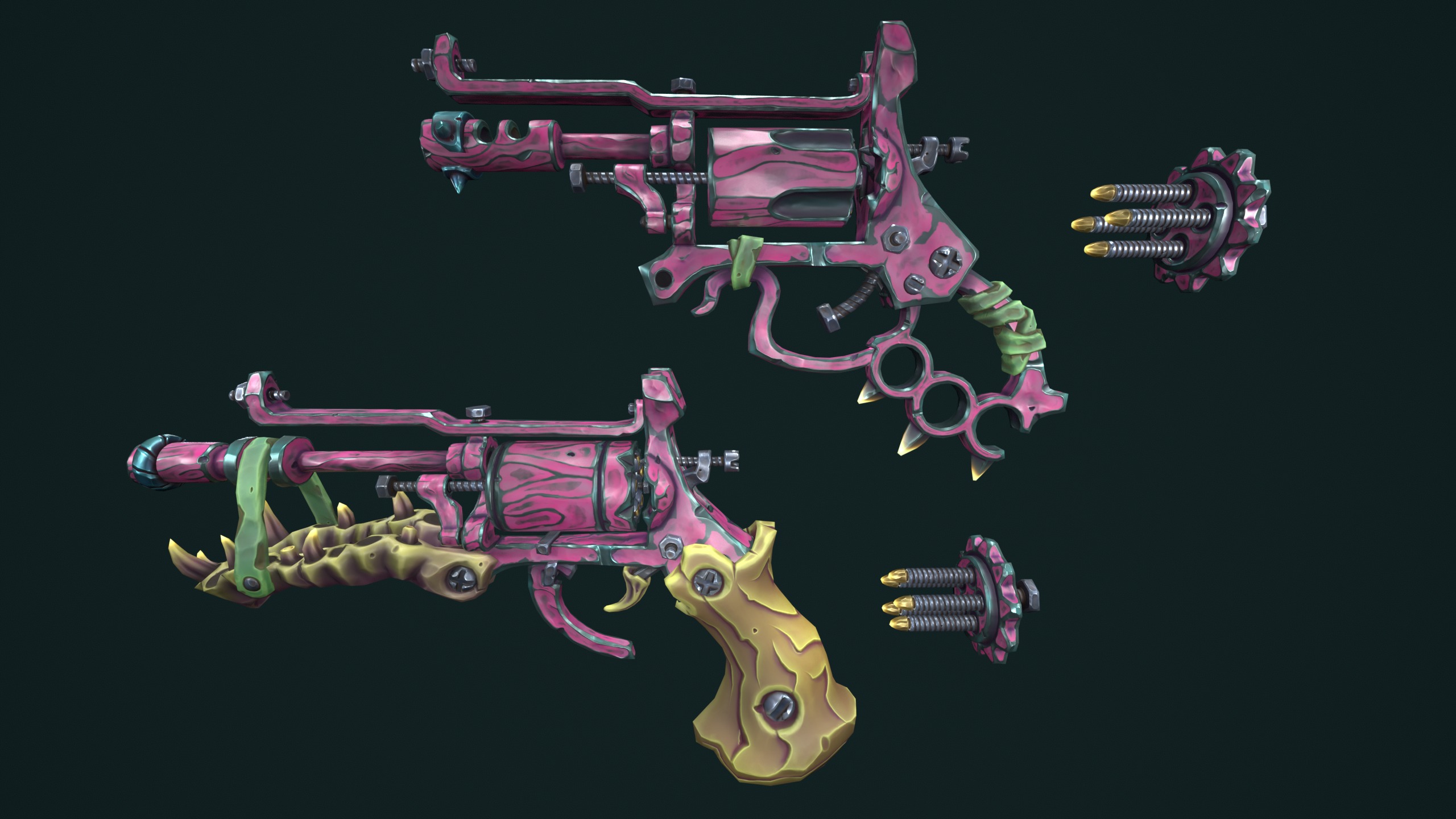 Modular stylized desert revolver Low-poly 3D model_7