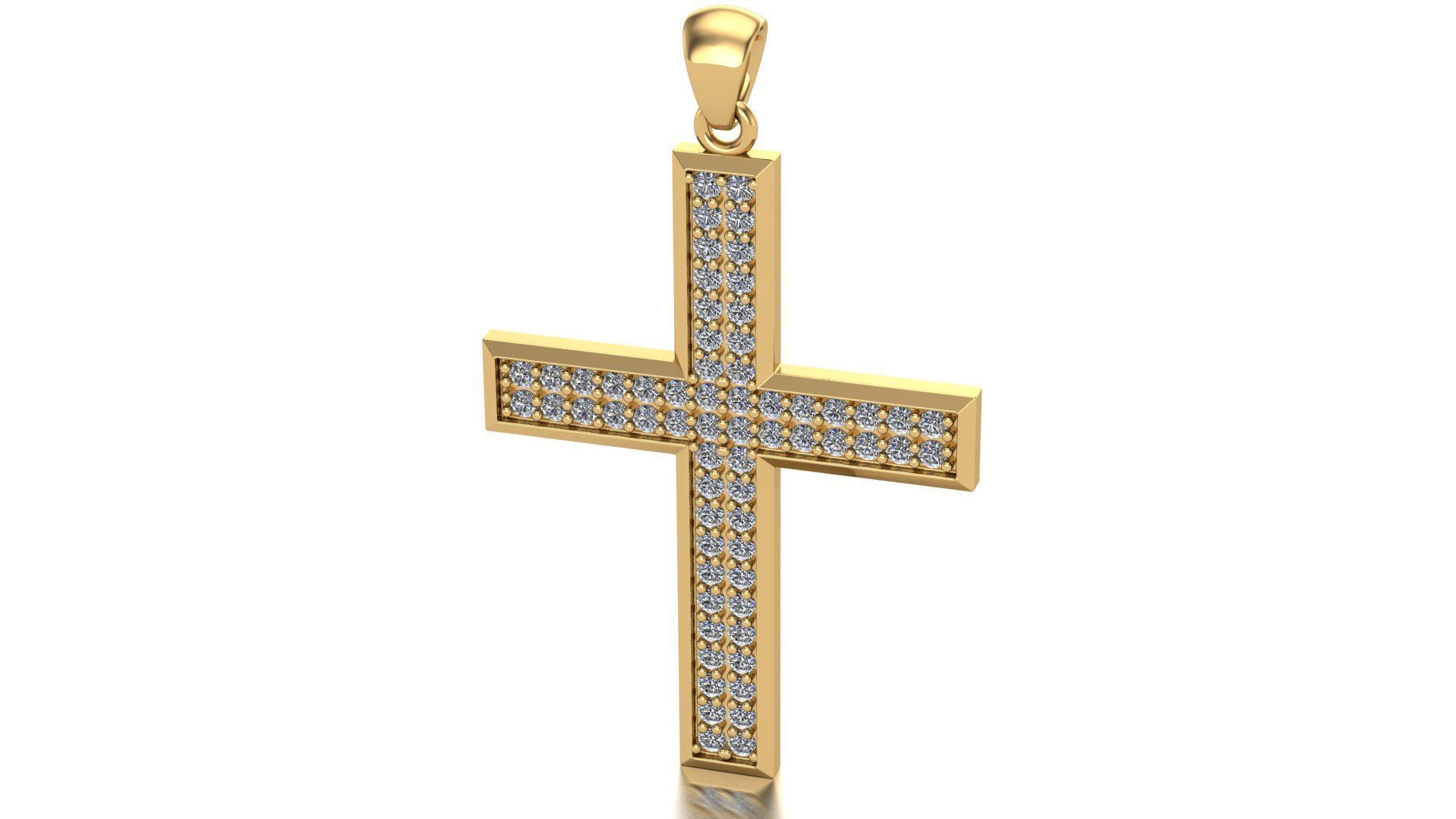 Cross Diamond Pendant - 3D Printable Model 3D model_1