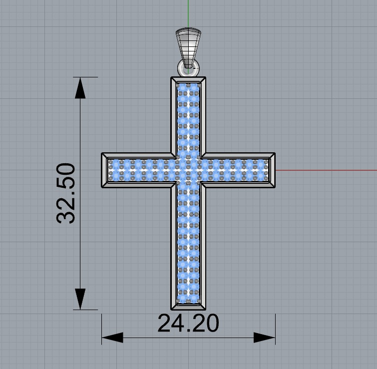 Cross Diamond Pendant - 3D Printable Model 3D model_3