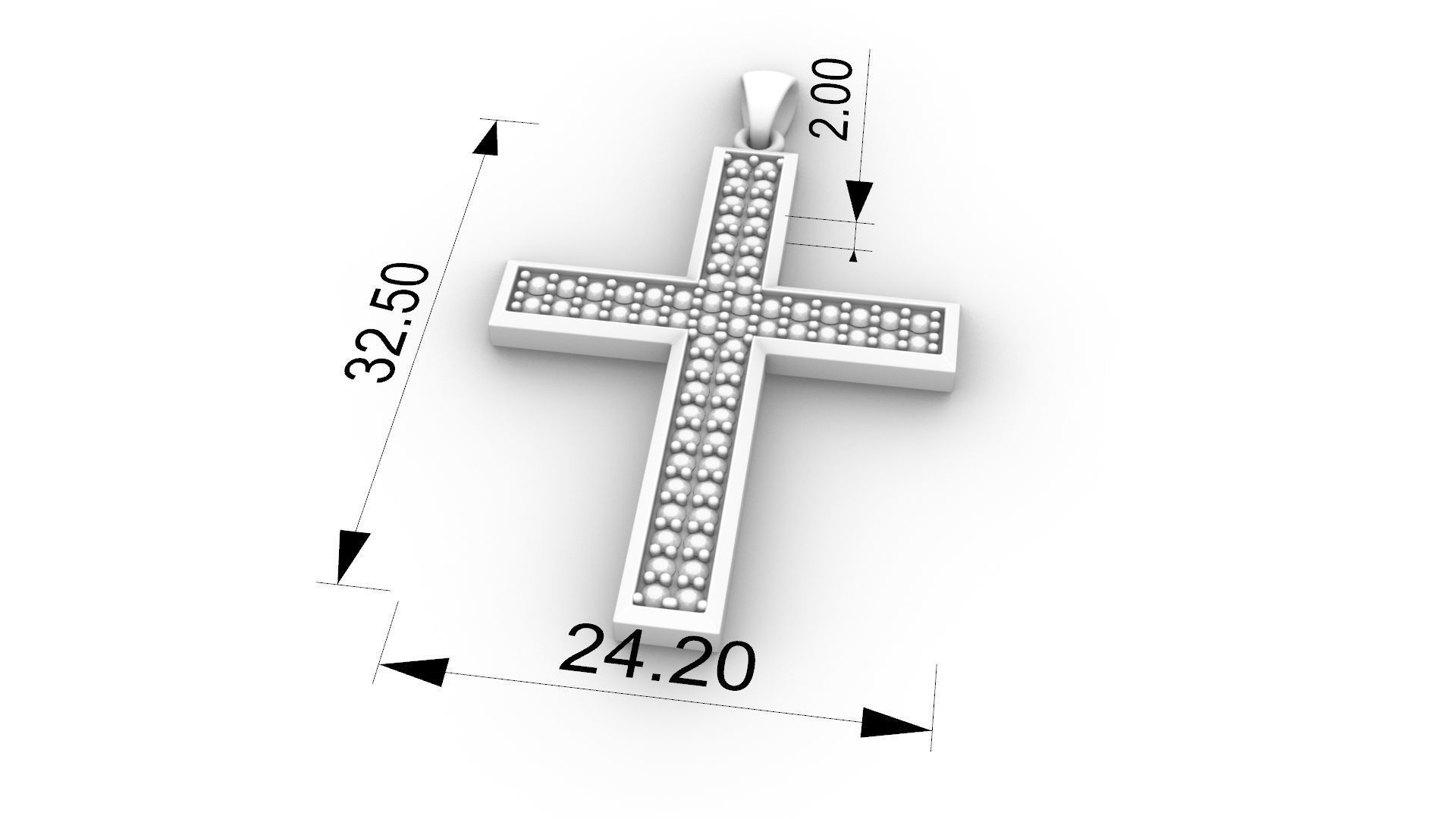 Cross Diamond Pendant - 3D Printable Model 3D model_6