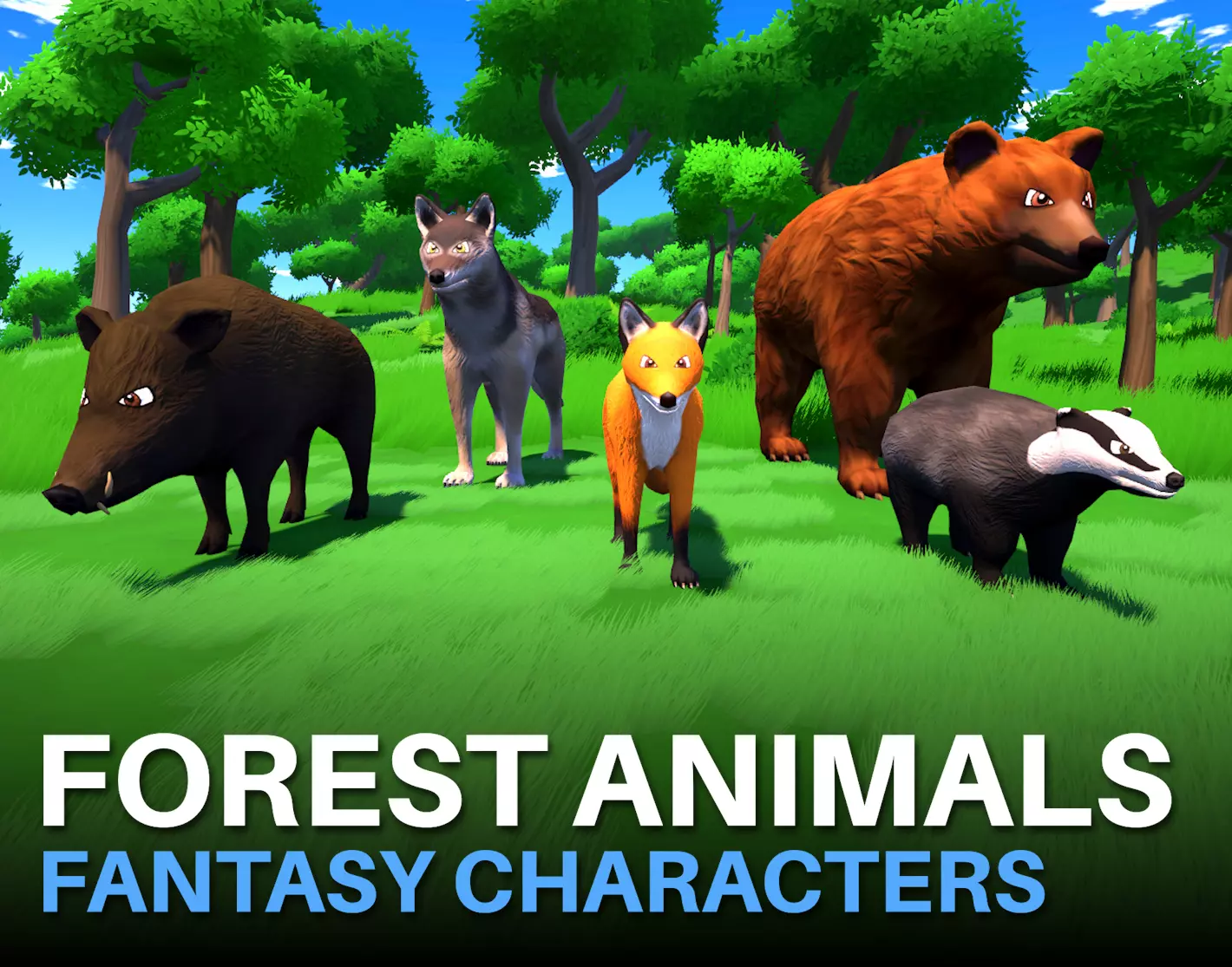 Forest Animals - Stylized Fantasy Characters Low-poly 3D model_0