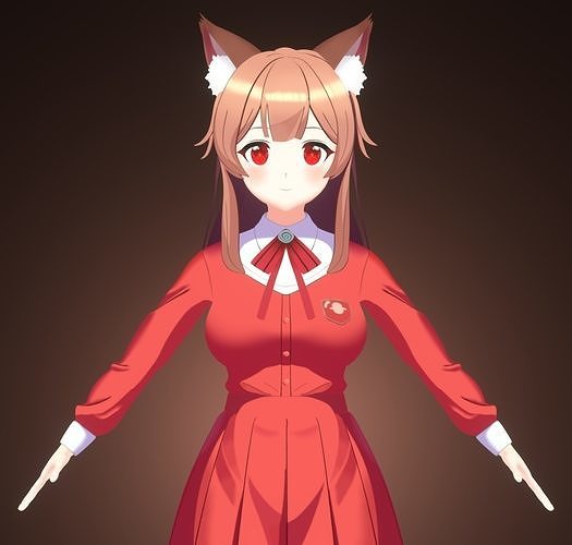 Anime Girl 3D Model Elegant and Beautiful 3D model