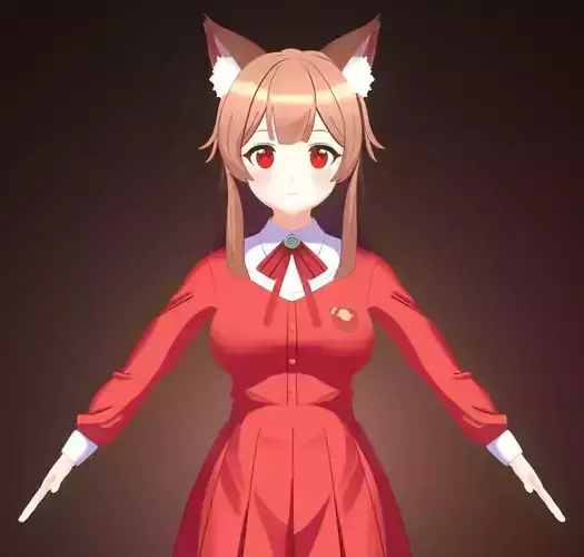 Anime Girl 3D Model Elegant and Beautiful