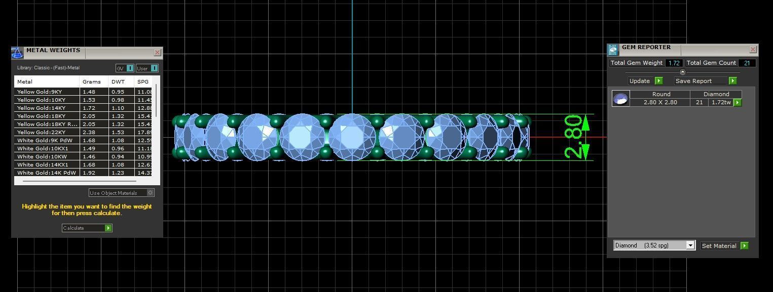 U Shaped Eternity Ring 2 point 8 mm stone size swiss 9 and EU49 3D print model_3