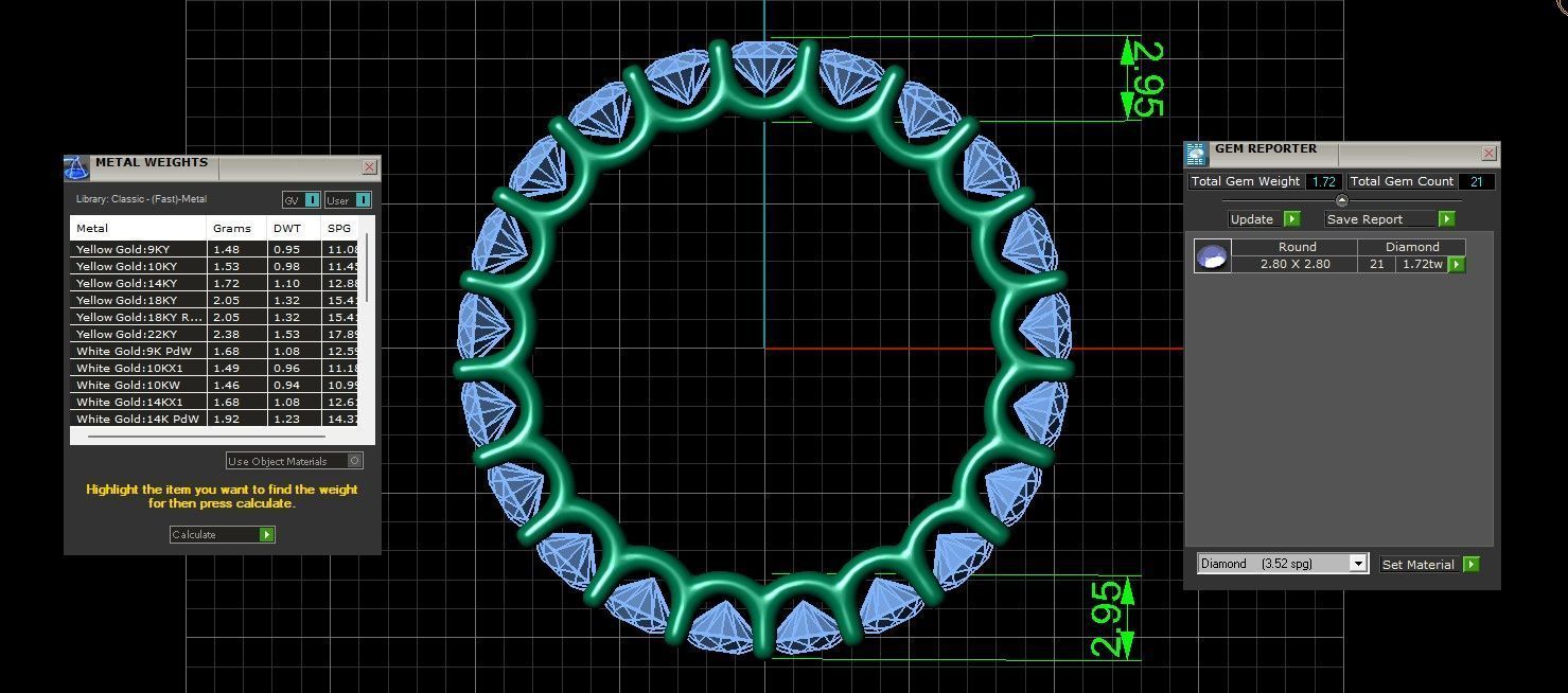 U Shaped Eternity Ring 2 point 8 mm stone size swiss 9 and EU49 3D print model_4