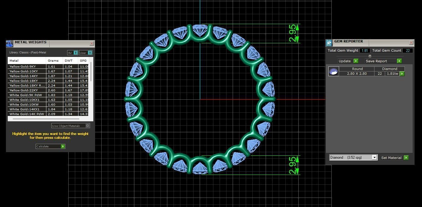 U Shaped Eternity Ring 2 point 8 mm stone size swiss 14 and EU54 3D print model_4