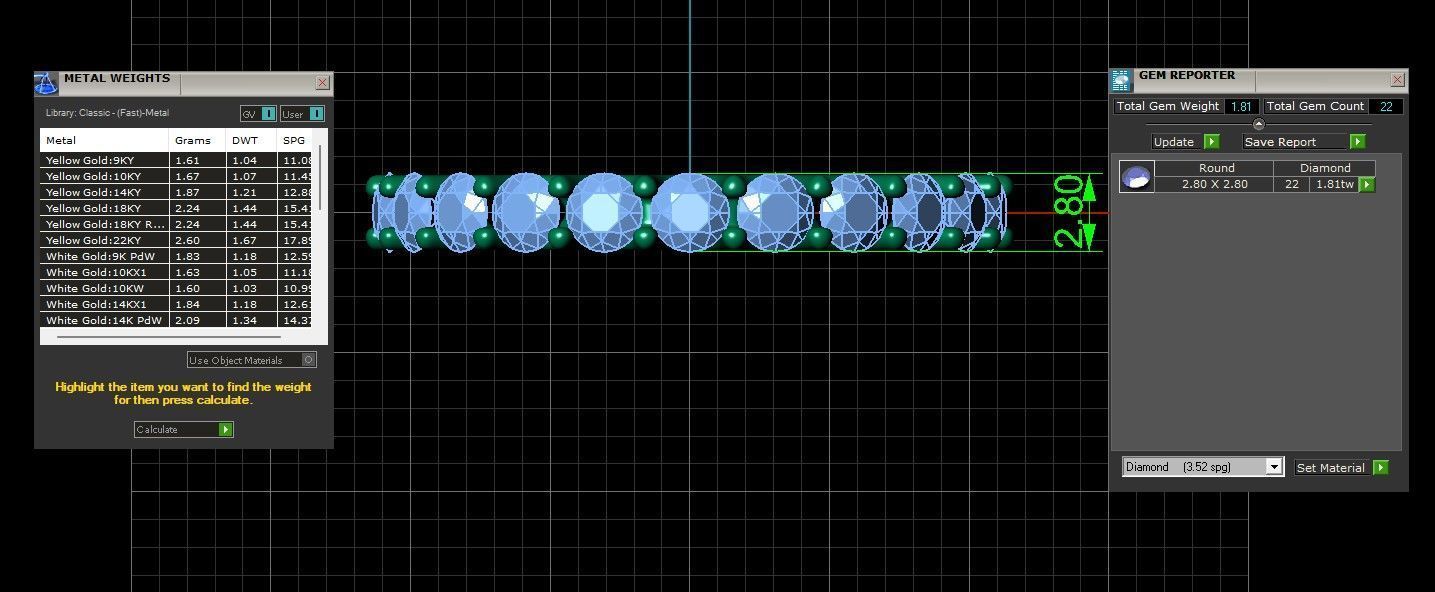 U Shaped Eternity Ring 2 point 8 mm stone size swiss 14 and EU54 3D print model_3