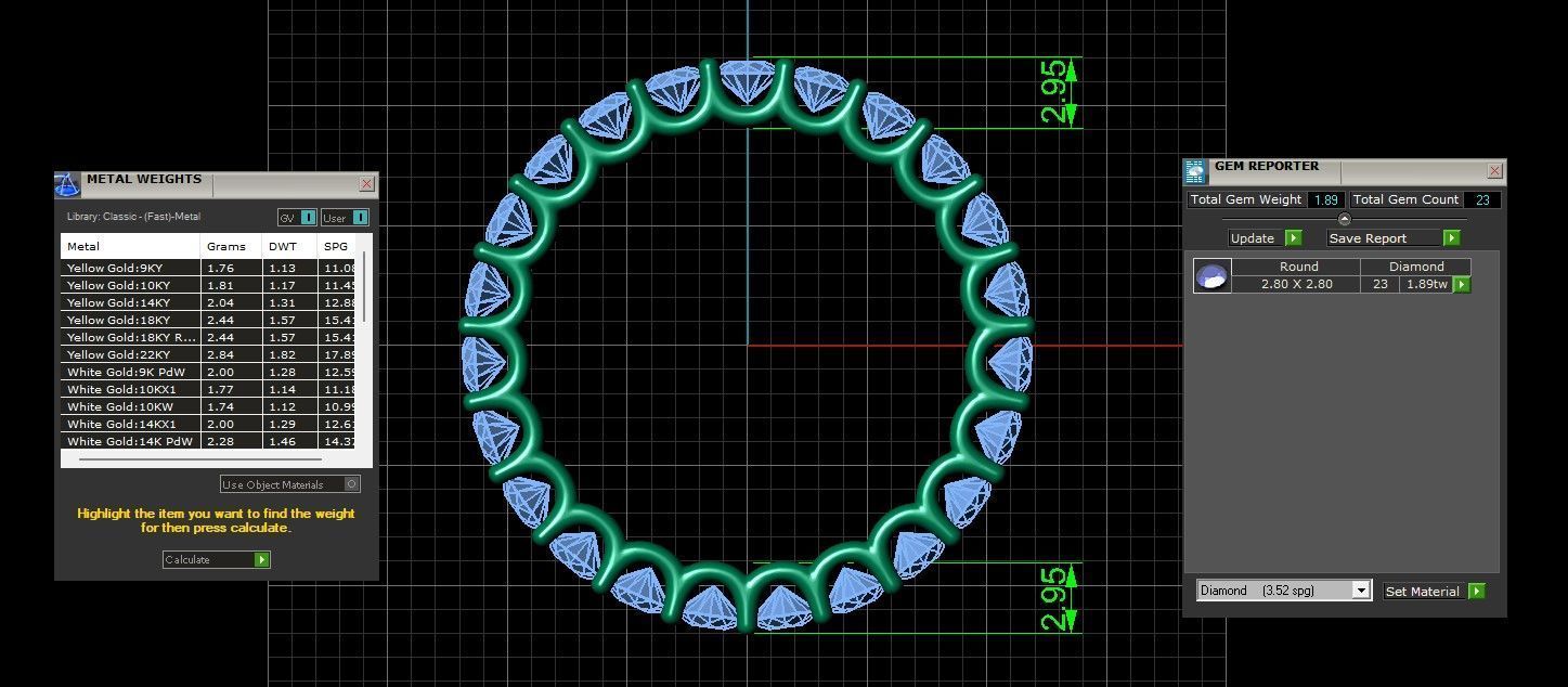 U Shaped Eternity Ring 2 point 8 mm stone size swiss 17 and EU57 3D print model_4