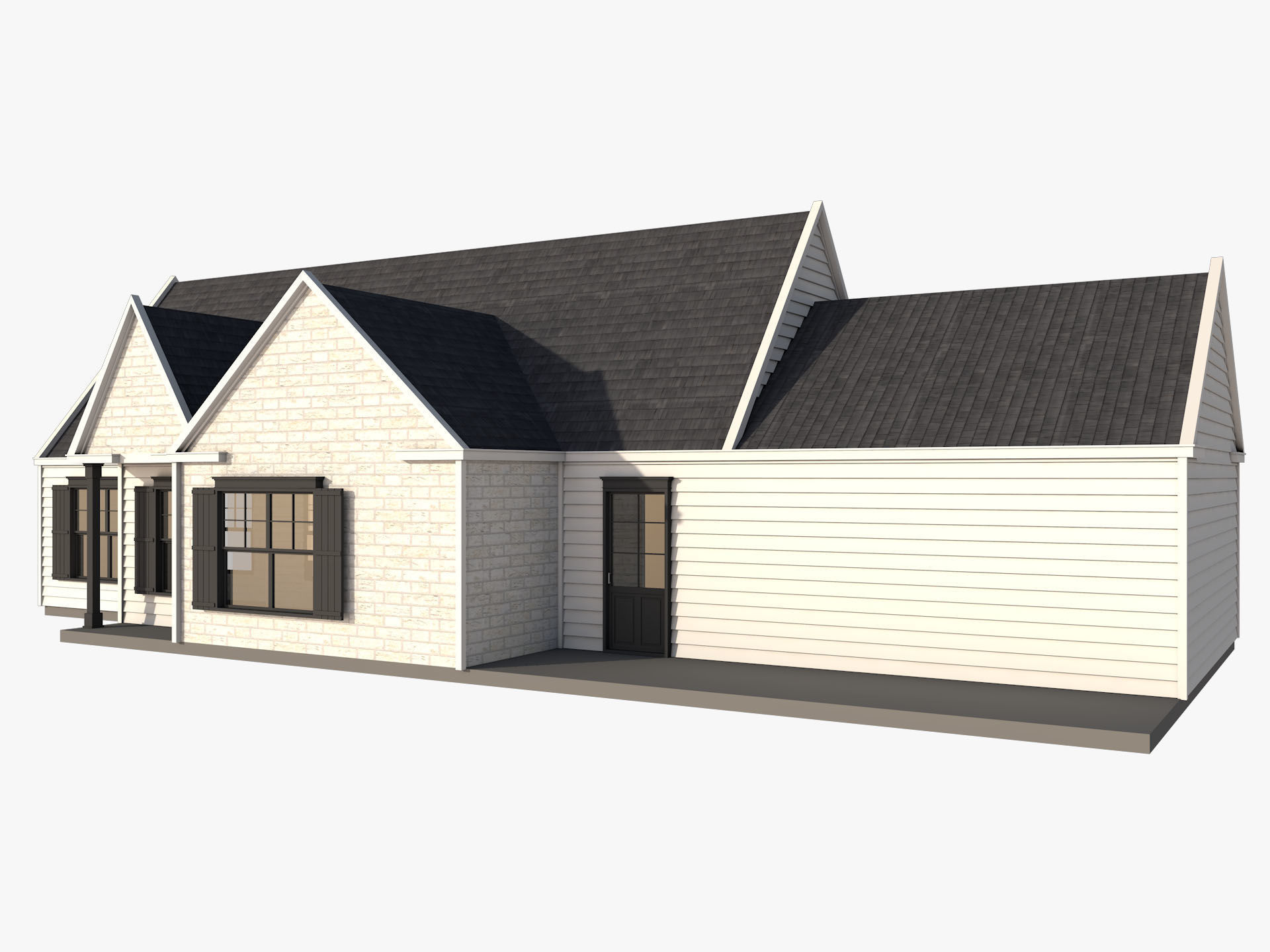 Classical American Houses Collection Low-poly 3D model_40