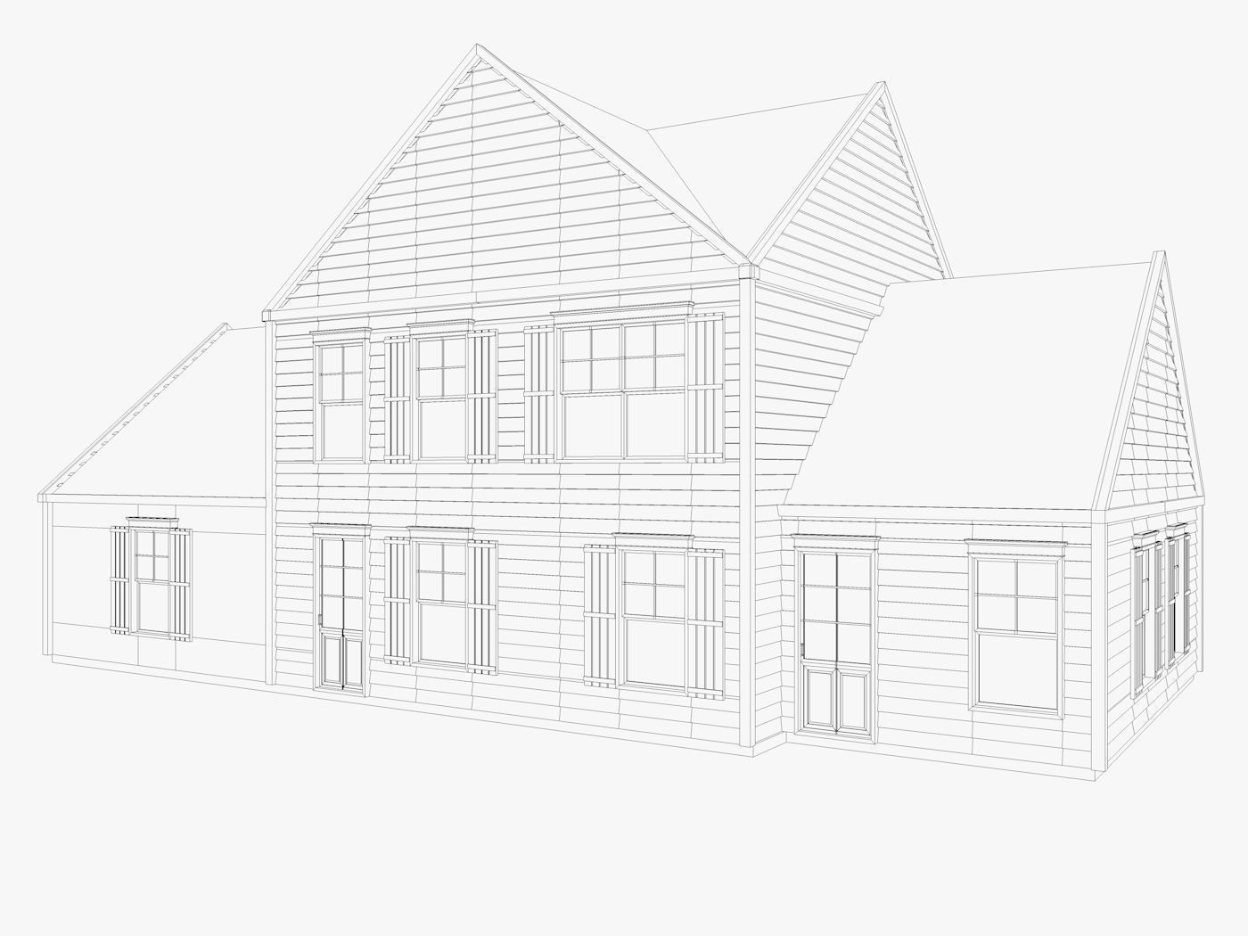 Classical American Houses Collection Low-poly 3D model_29