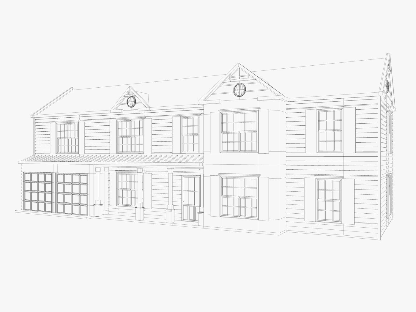 Classical American Houses Collection Low-poly 3D model_23