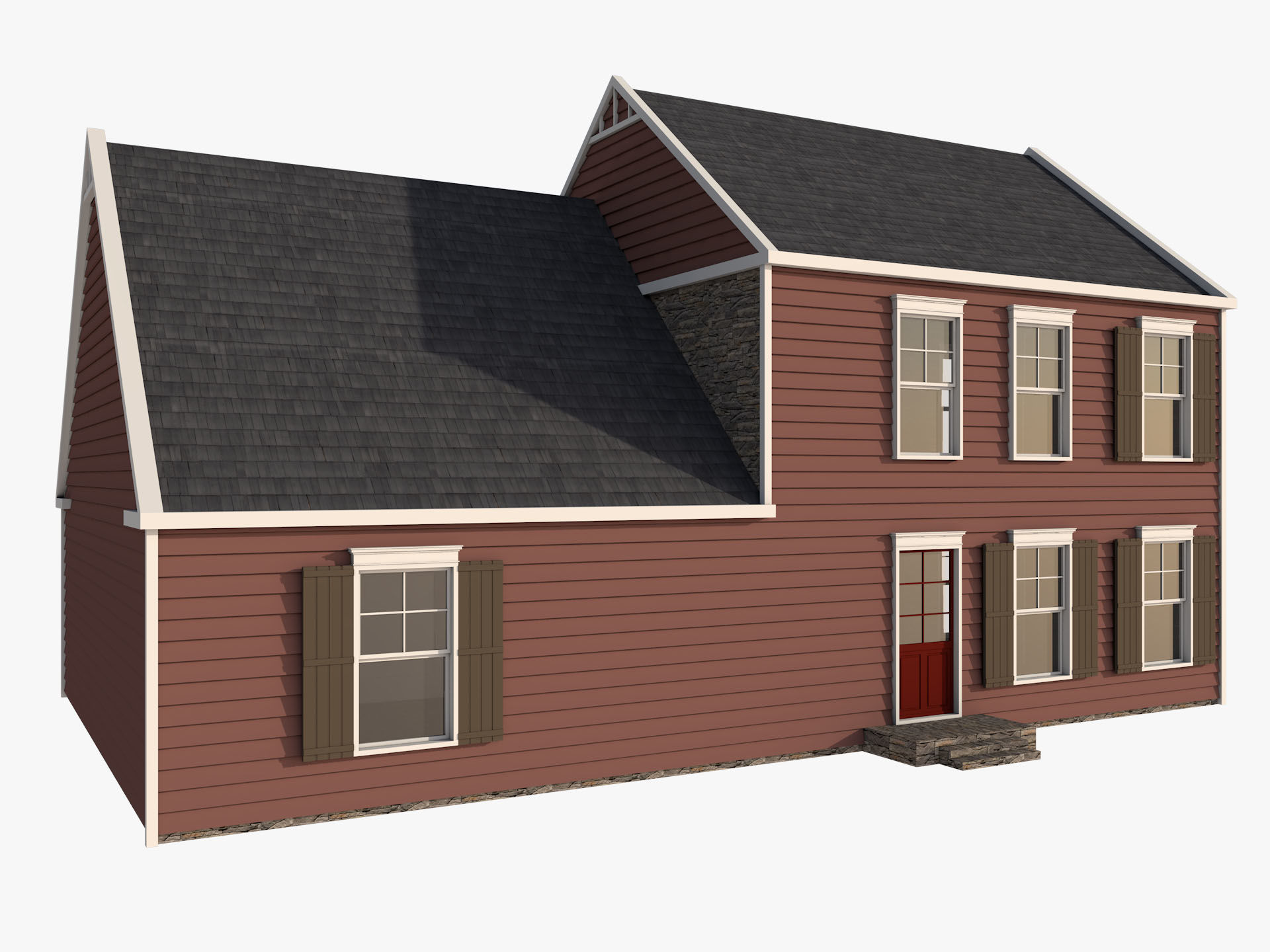 Classical American Houses Collection Low-poly 3D model_16