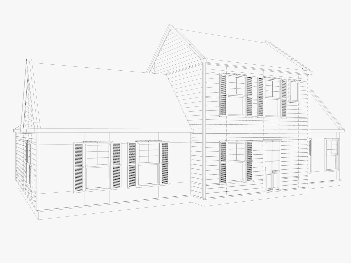 Classical American Houses Collection Low-poly 3D model_21