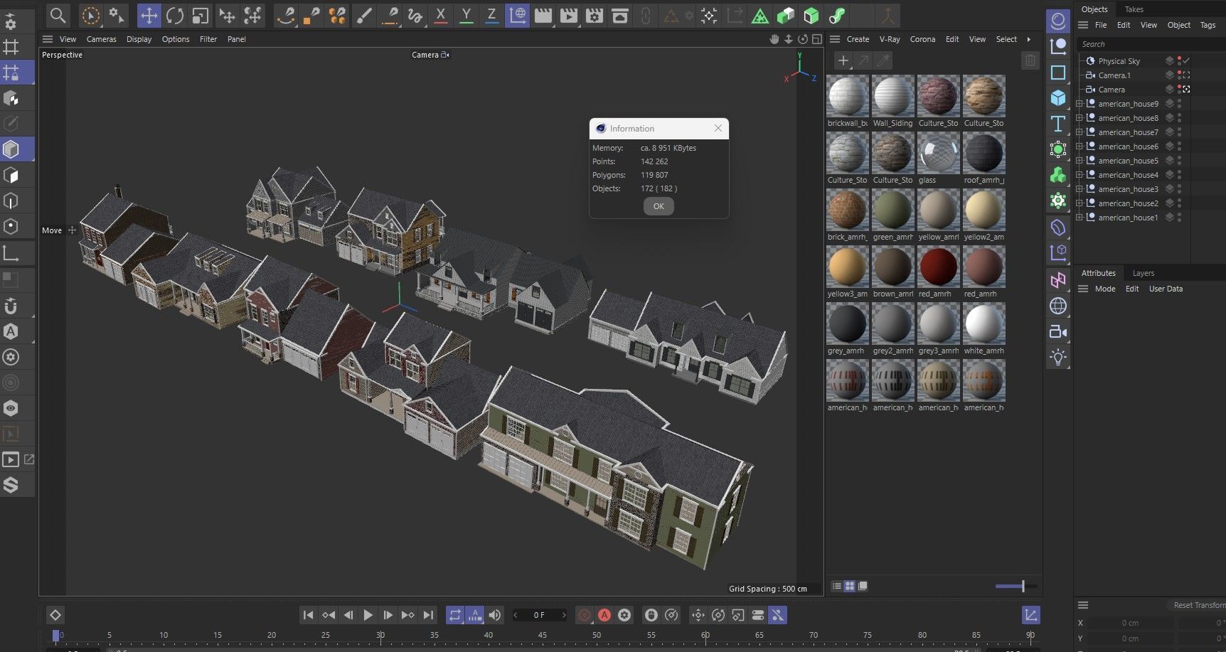 Classical American Houses Collection Low-poly 3D model_42