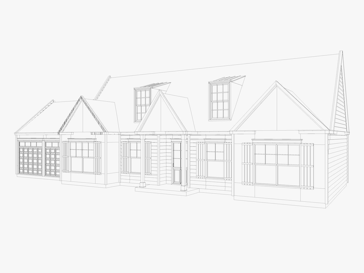 Classical American Houses Collection Low-poly 3D model_39