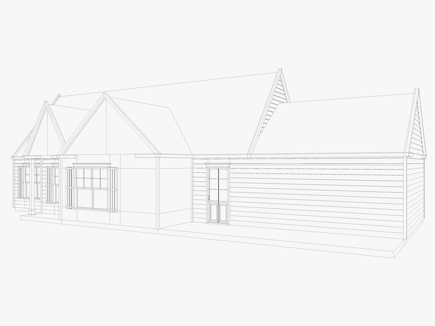 Classical American Houses Collection Low-poly 3D model_41