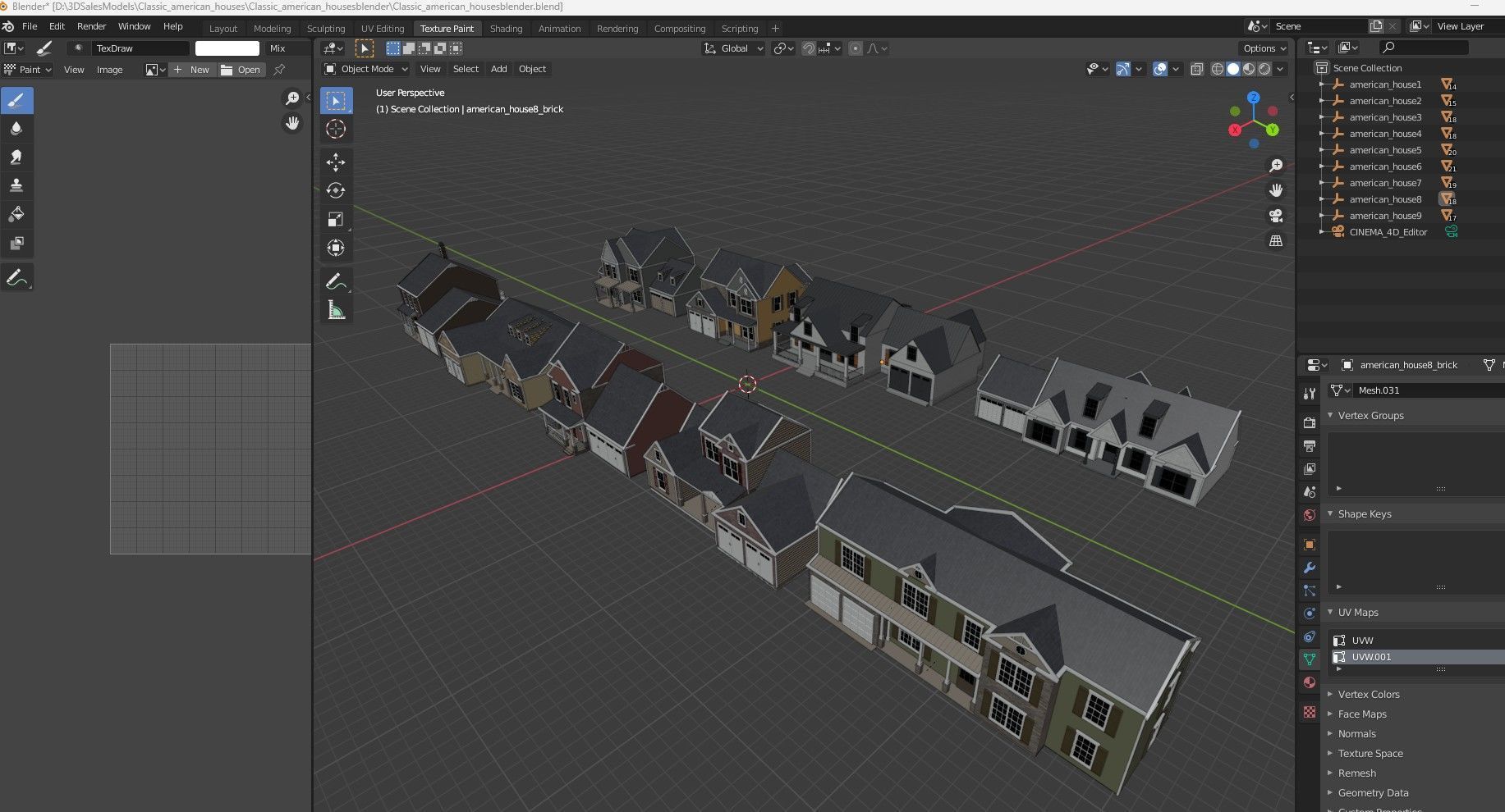 Classical American Houses Collection Low-poly 3D model_45