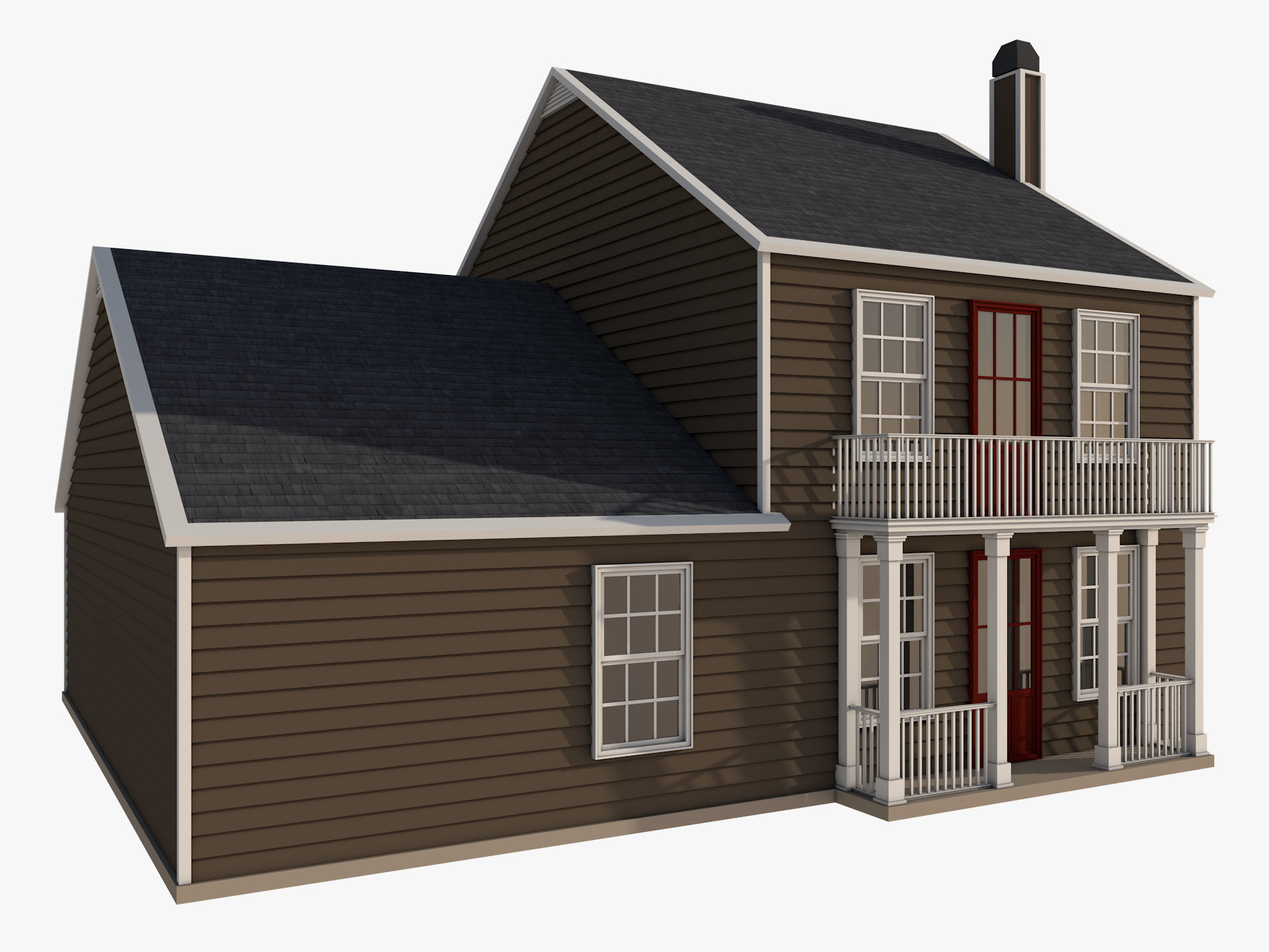 Classical American Houses Collection Low-poly 3D model_8