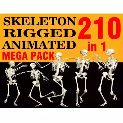 Mega Pack of 210 Rigged and Animated Skeletons