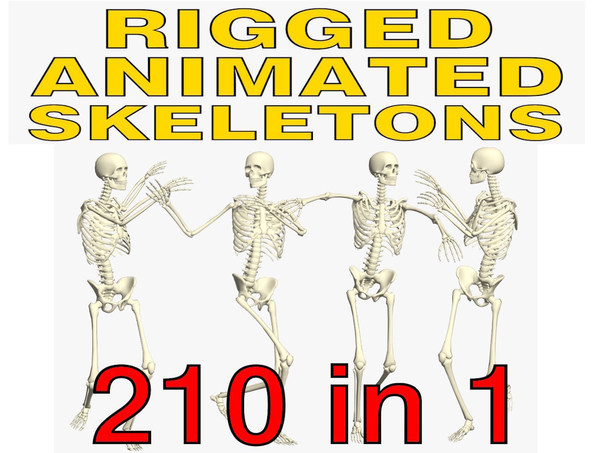 Mega Pack of 210 Rigged and Animated Skeletons 3D model_8