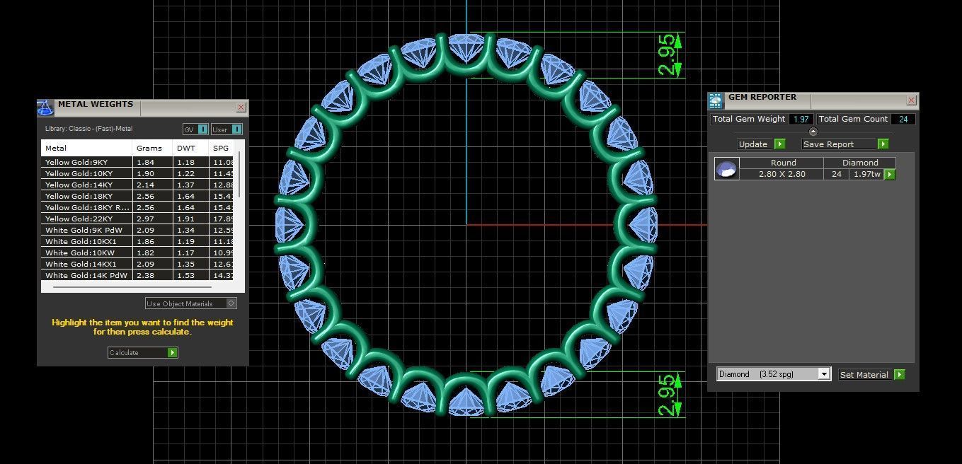 U Shaped Eternity Ring 2 point 8 mm stone size swiss 19 and EU59 3D print model_4