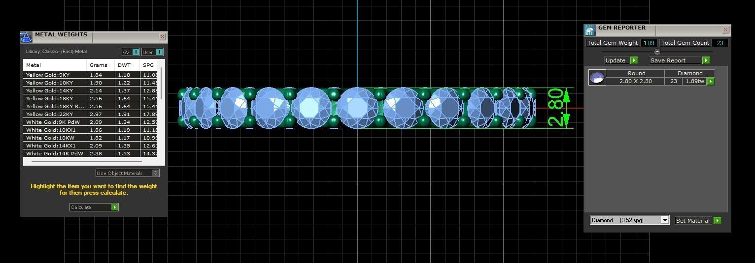 U Shaped Eternity Ring 2 point 8 mm stone size swiss 19 and EU59 3D print model_3