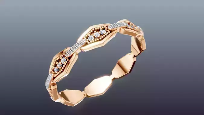 Diamond Chain Link Ring