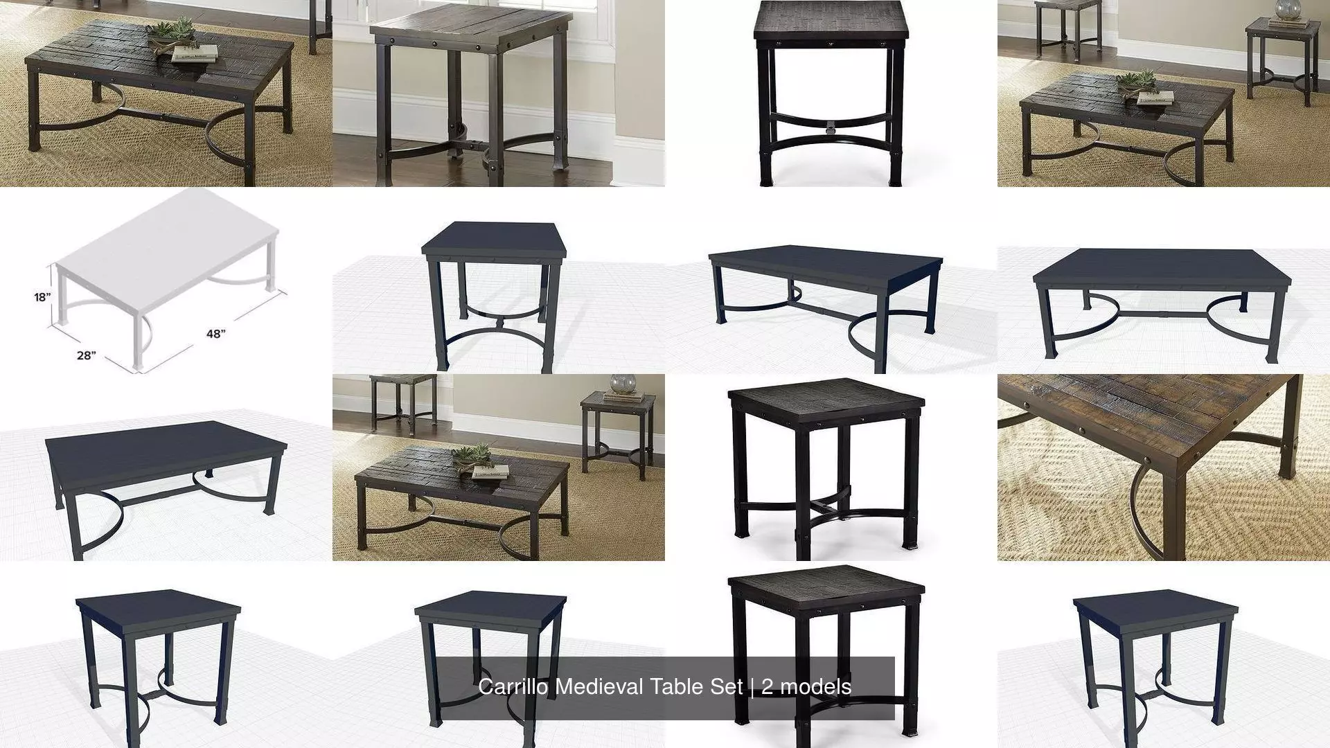 Carrillo Medieval Table Set 3D Model Collection_0