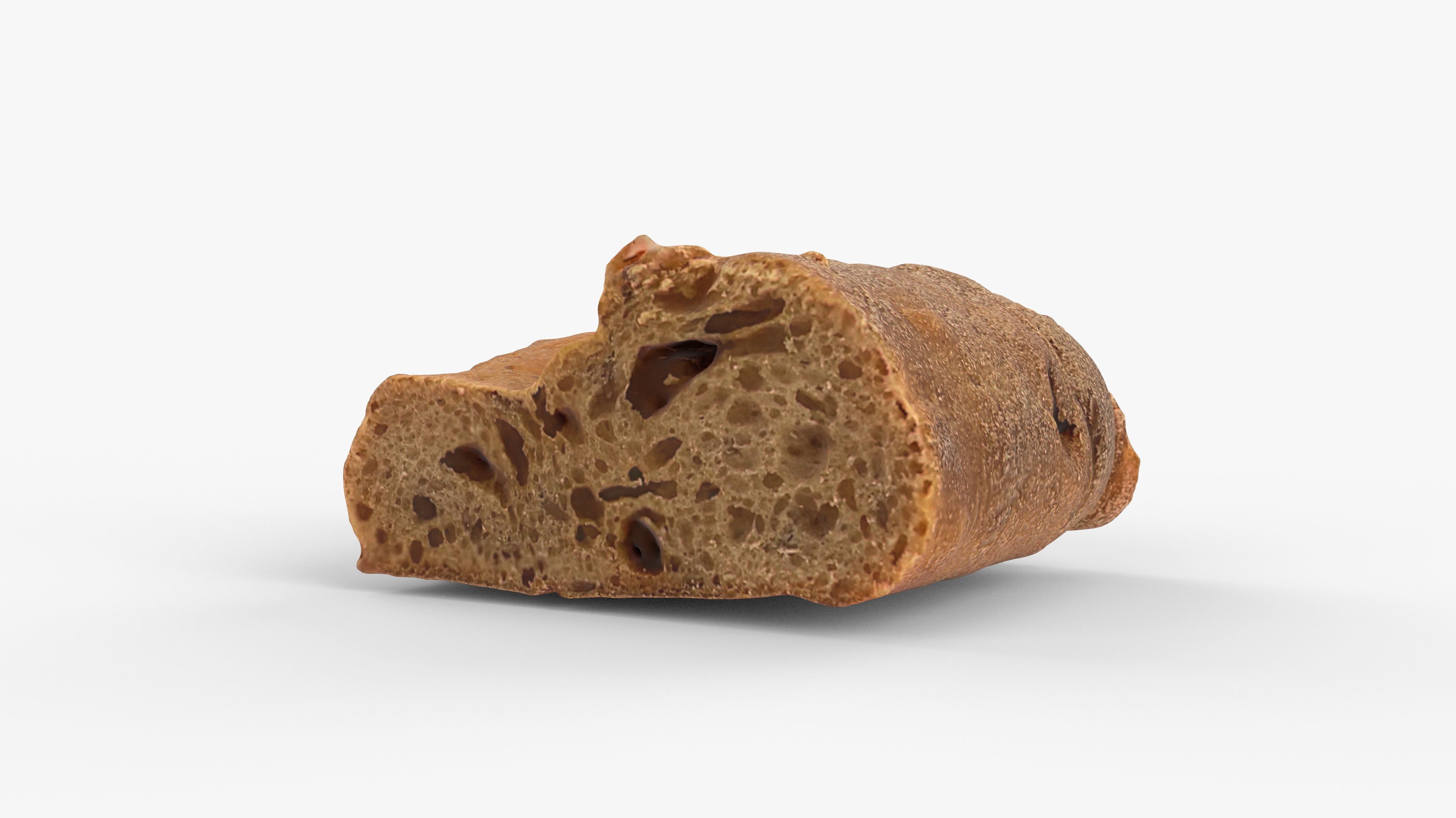 Photorealistic 3D scan of half a rye bread Low-poly 3D model_12