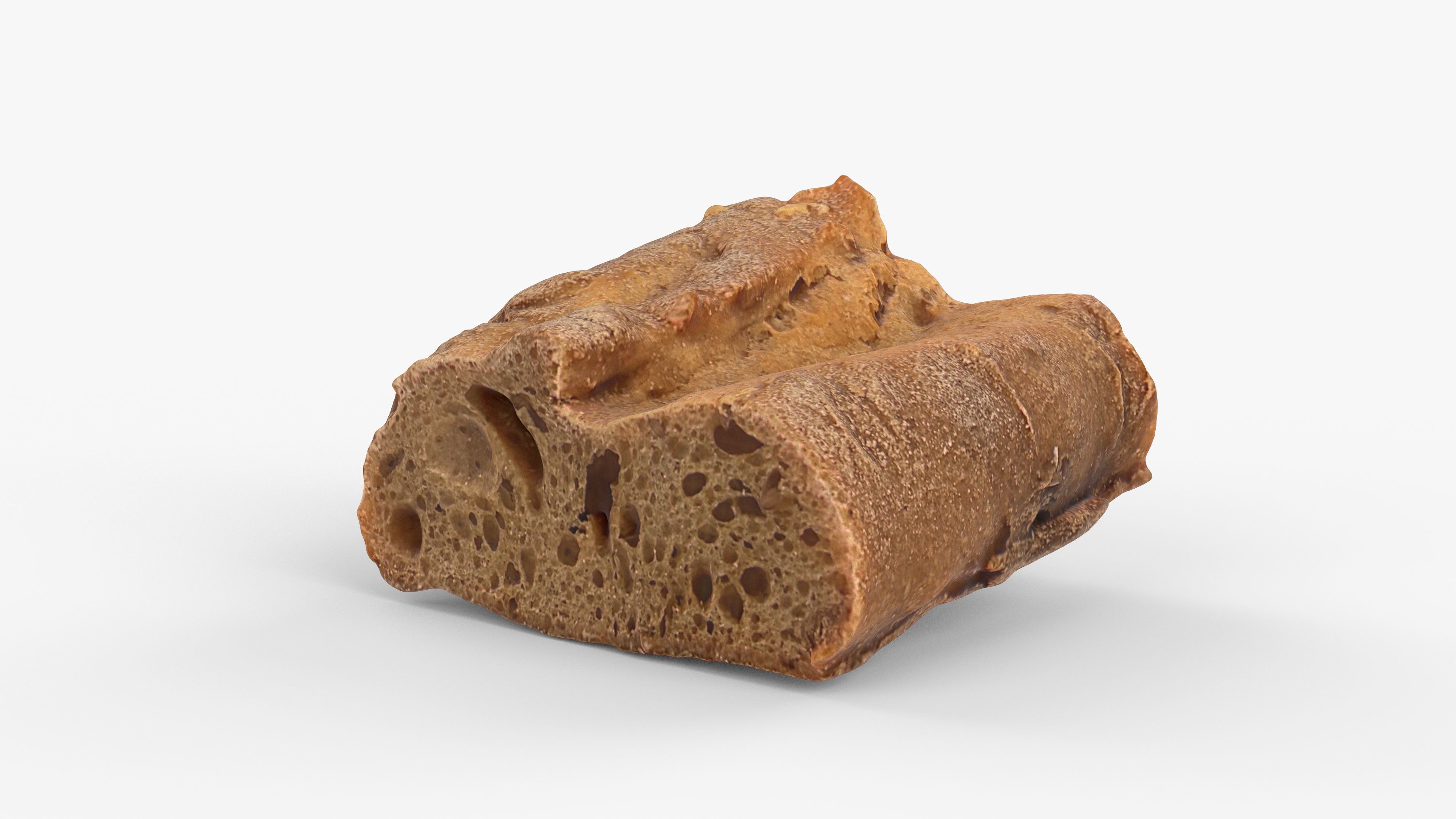 Photorealistic 3D scan of half a rye bread Low-poly 3D model_6