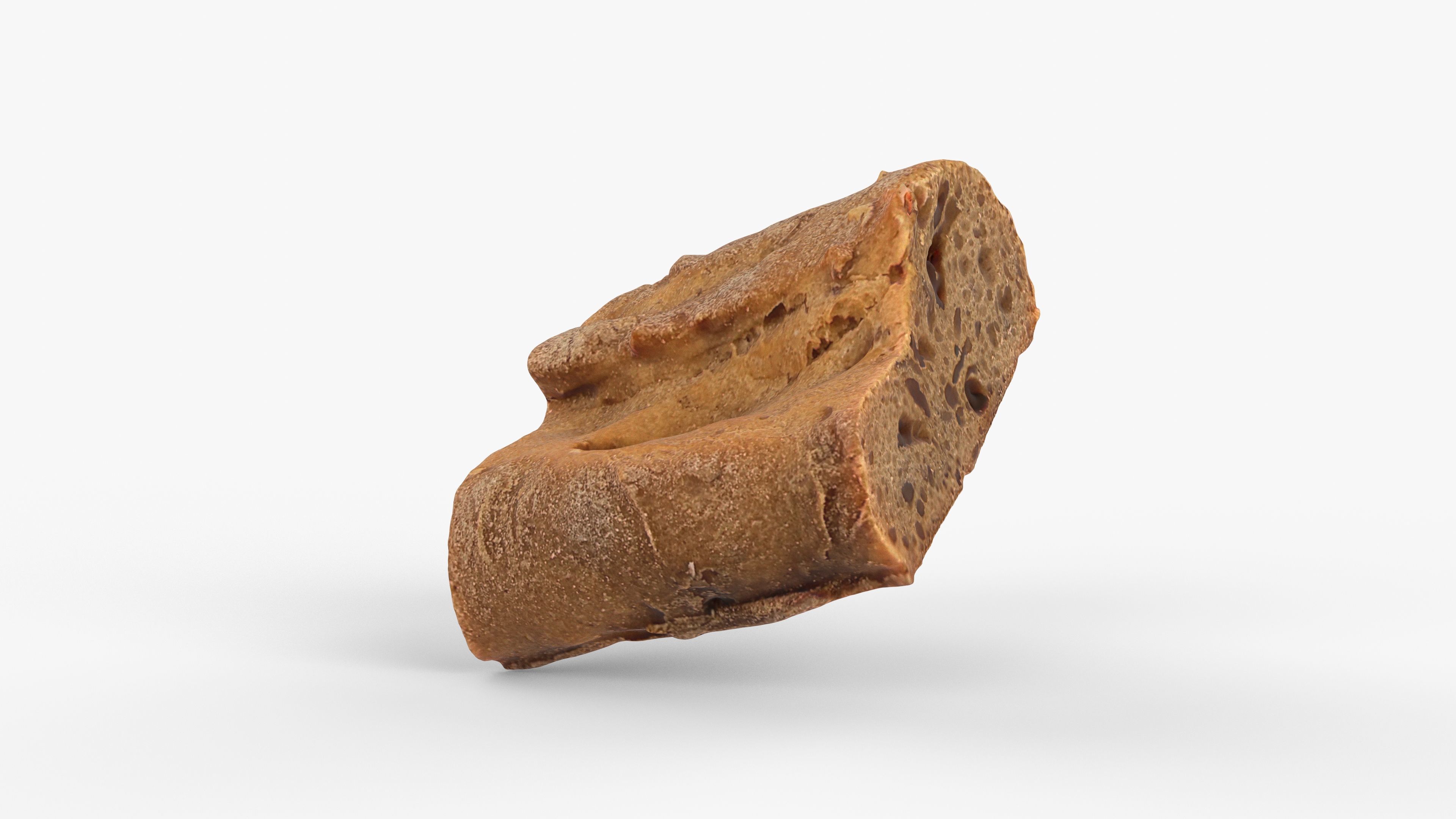 Photorealistic 3D scan of half a rye bread Low-poly 3D model_2