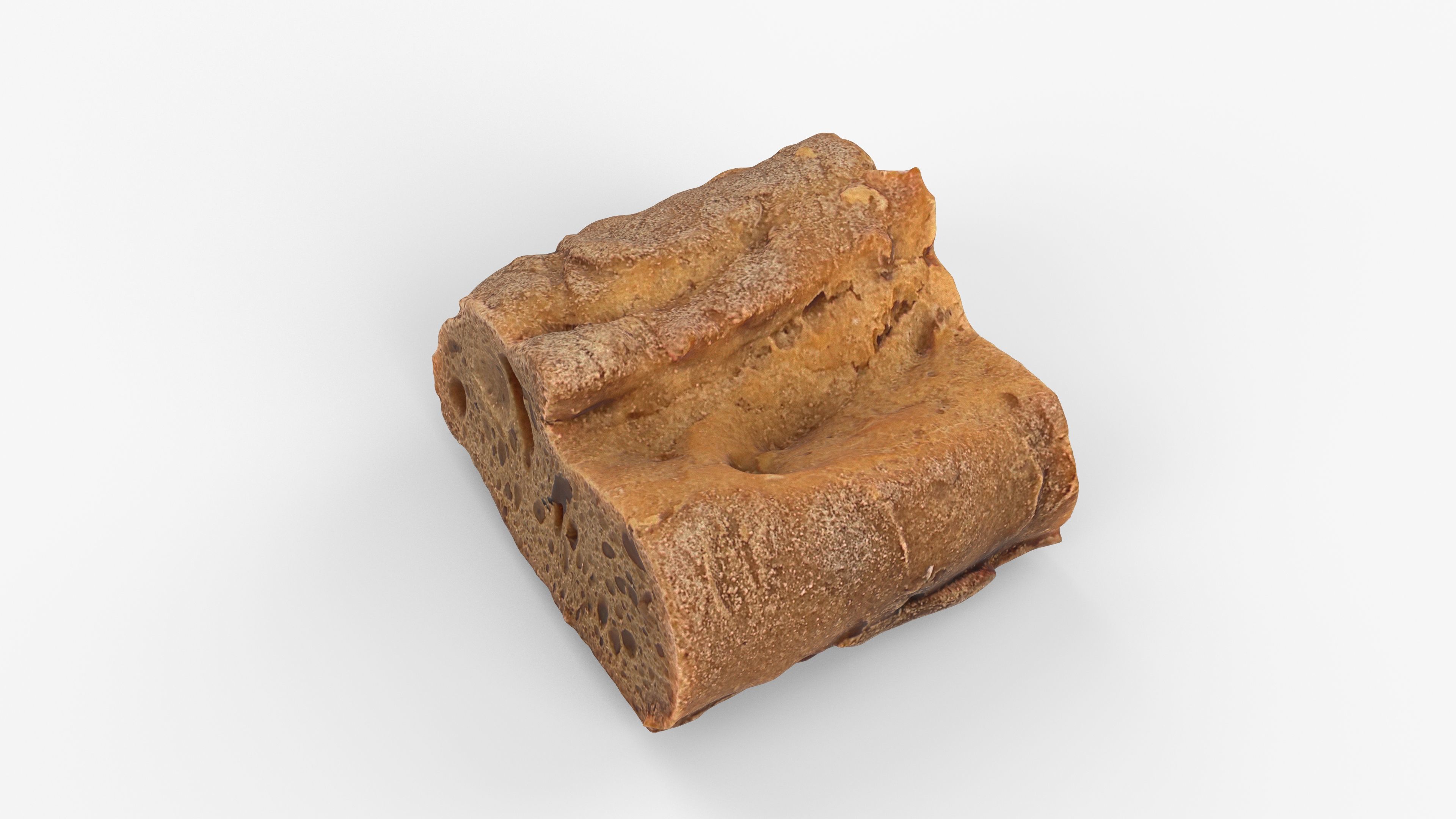 Photorealistic 3D scan of half a rye bread Low-poly 3D model_8