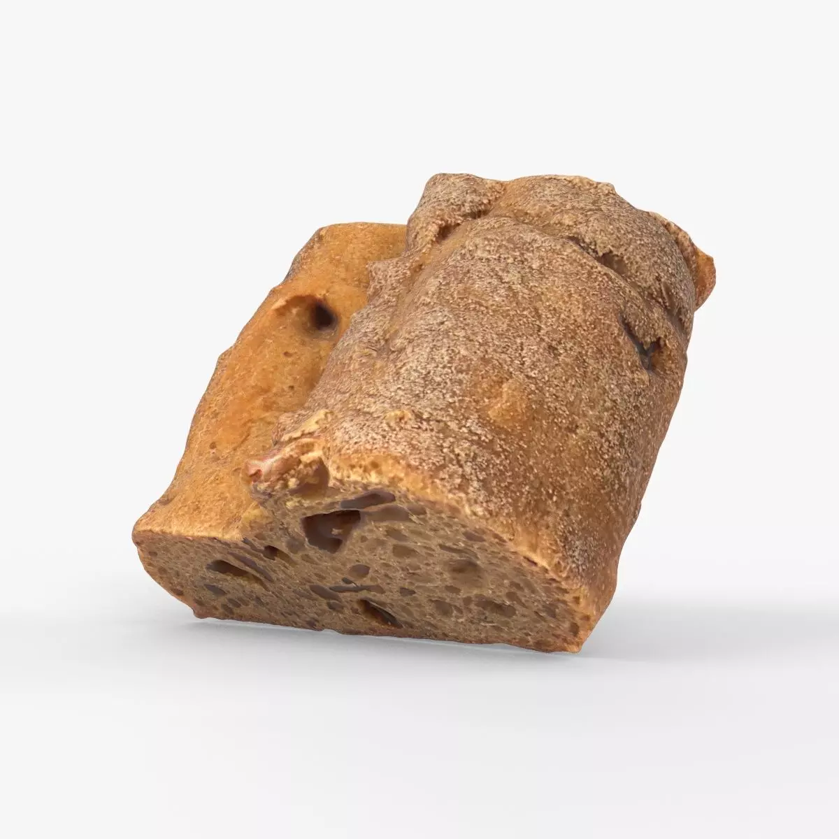 Photorealistic 3D scan of half a rye bread Low-poly 3D model_0