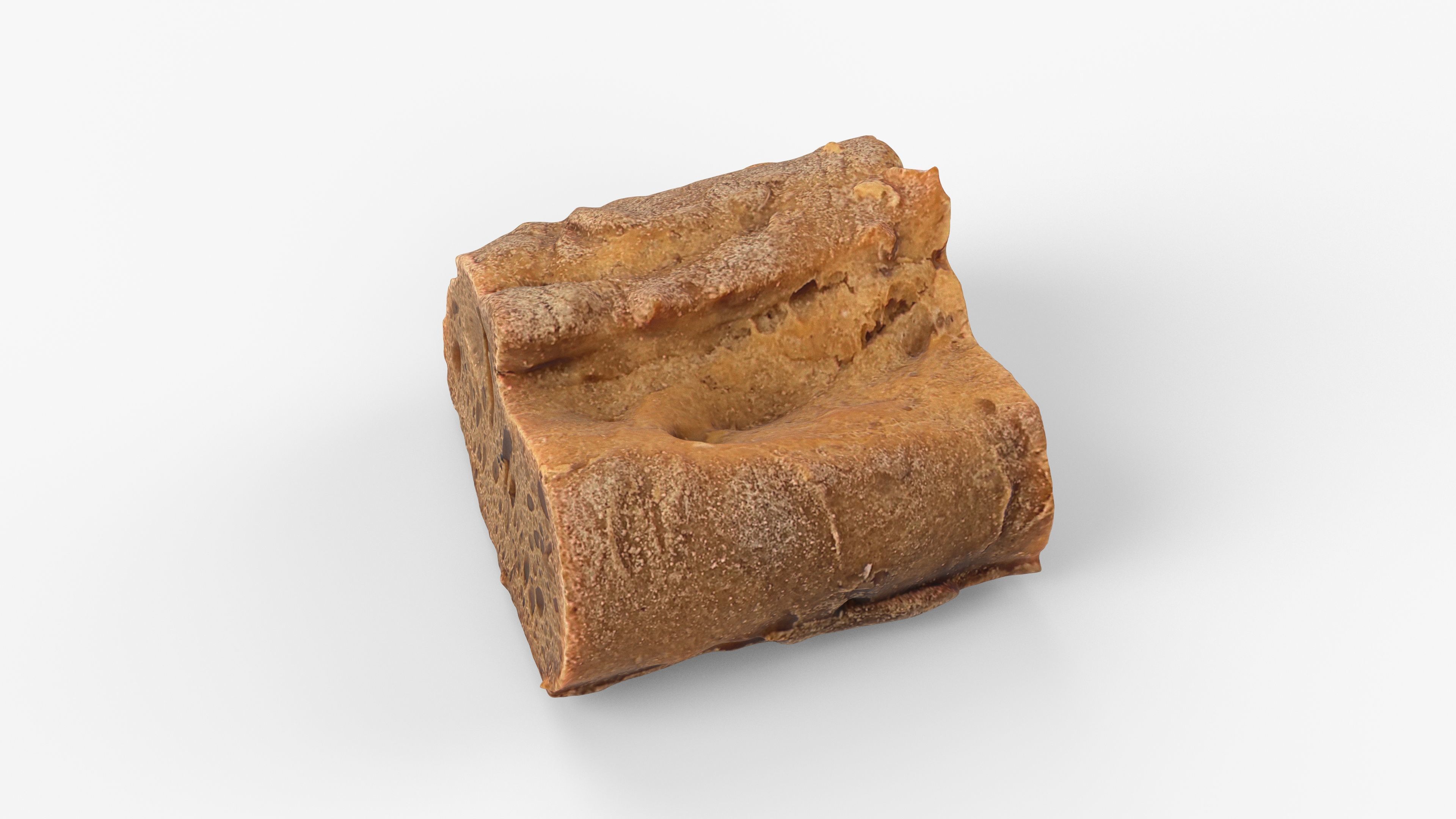 Photorealistic 3D scan of half a rye bread Low-poly 3D model_1