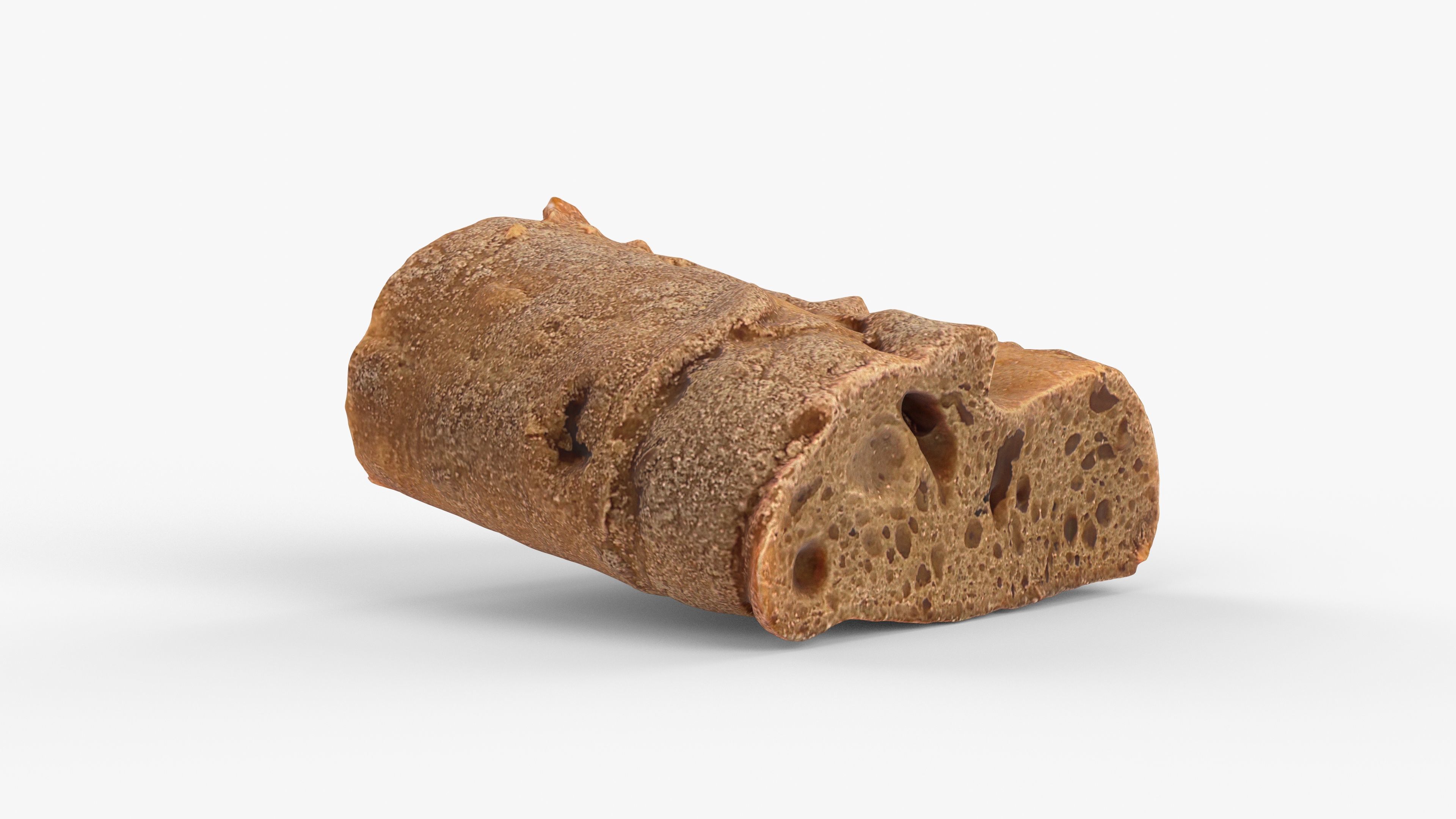 Photorealistic 3D scan of half a rye bread Low-poly 3D model_11