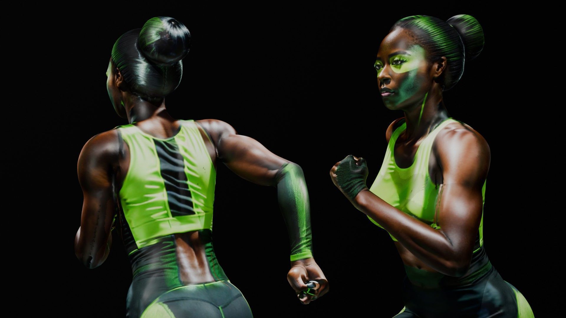 Cyberpunk Futuristic Athletic Female 3D model_2