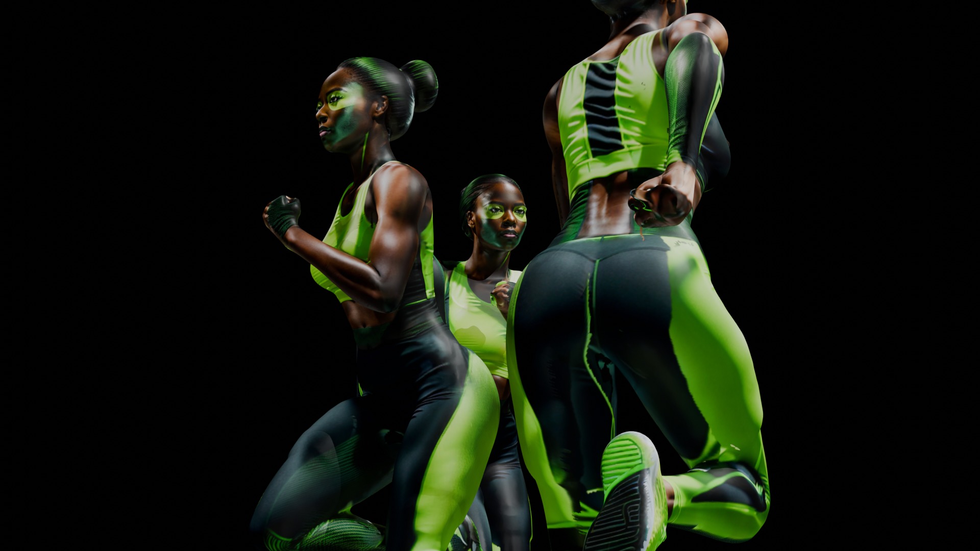 Cyberpunk Futuristic Athletic Female 3D model_3