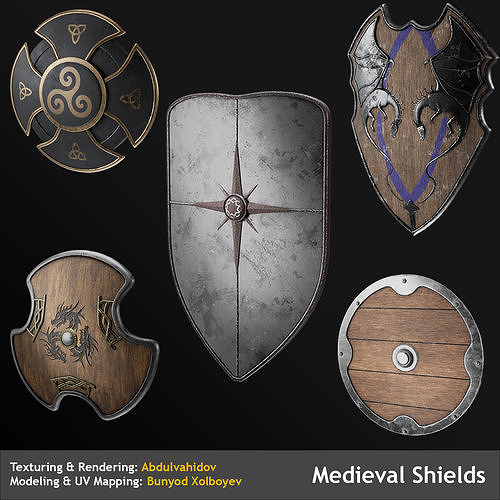 3D model Medieval Shields Game Asset VR / AR / low-poly | CGTrader