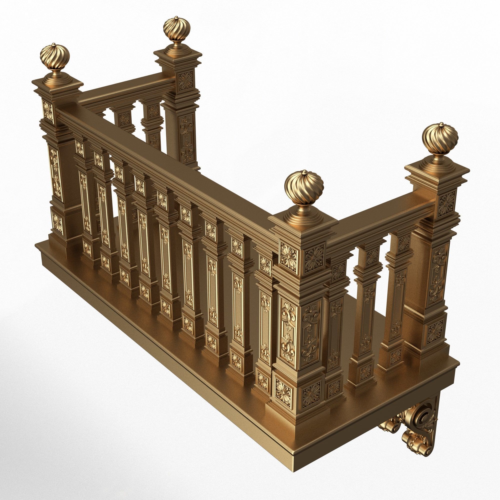 Classic Balcony 02 Low-poly 3D model_3