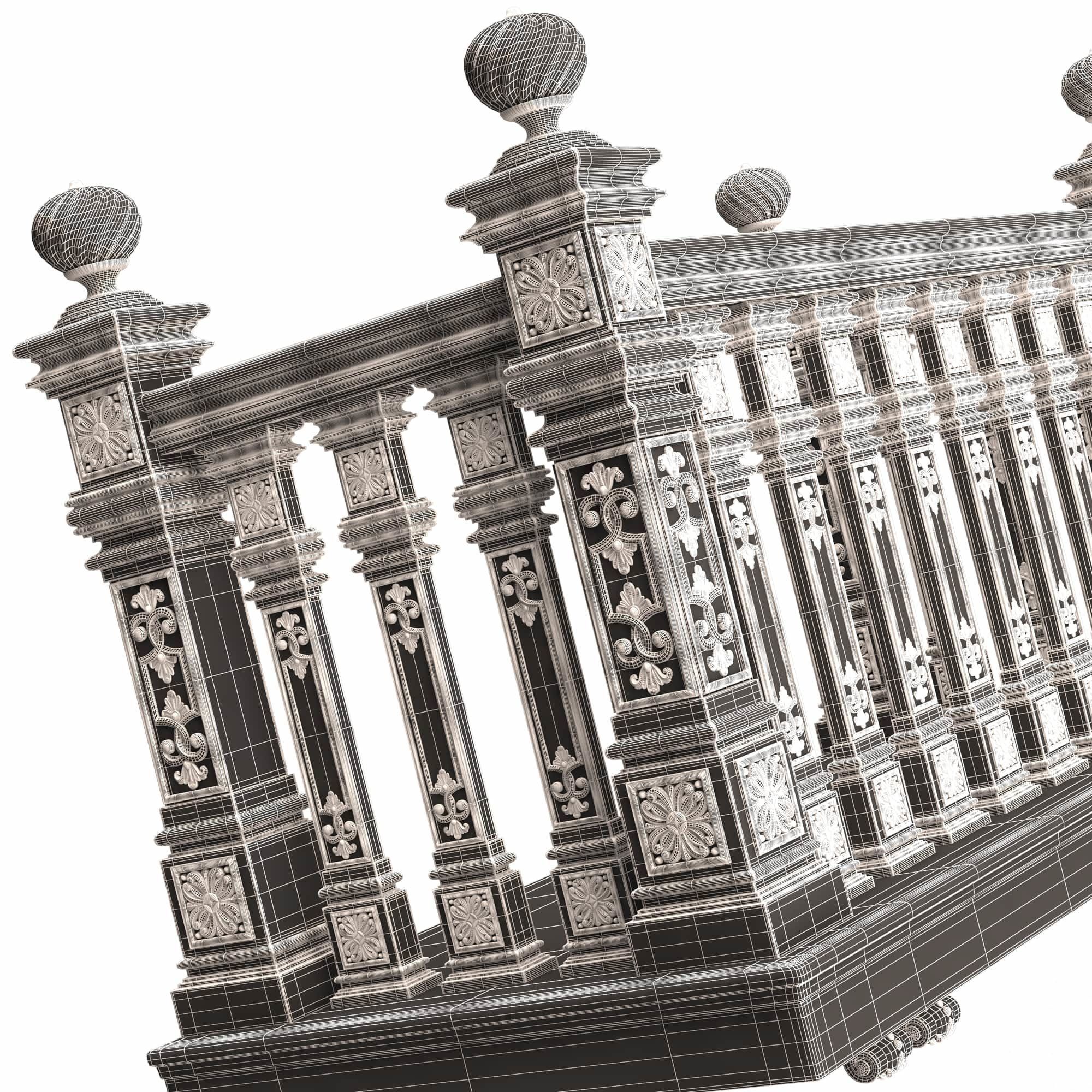 Classic Balcony 02 Low-poly 3D model_13