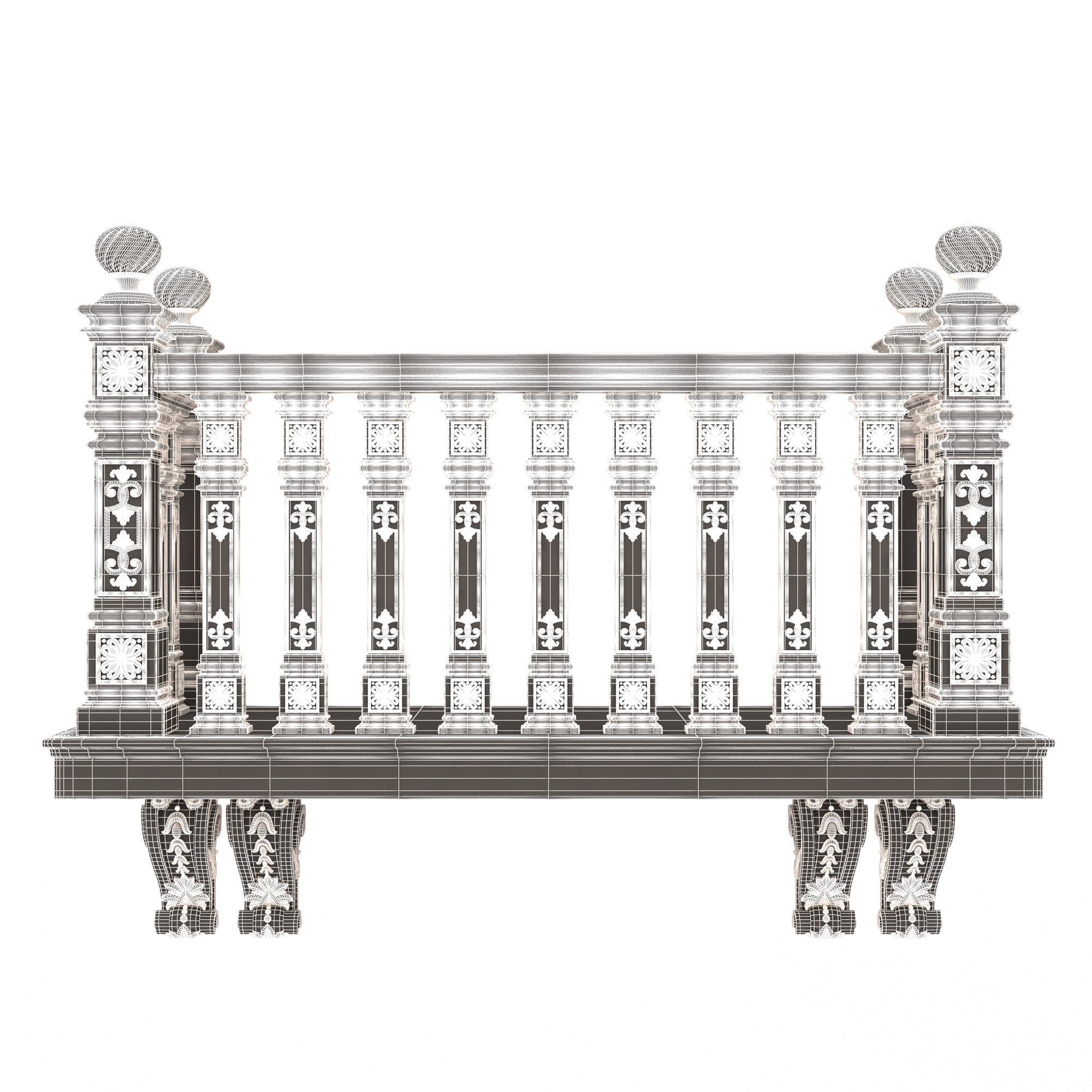 Classic Balcony 02 Low-poly 3D model_9
