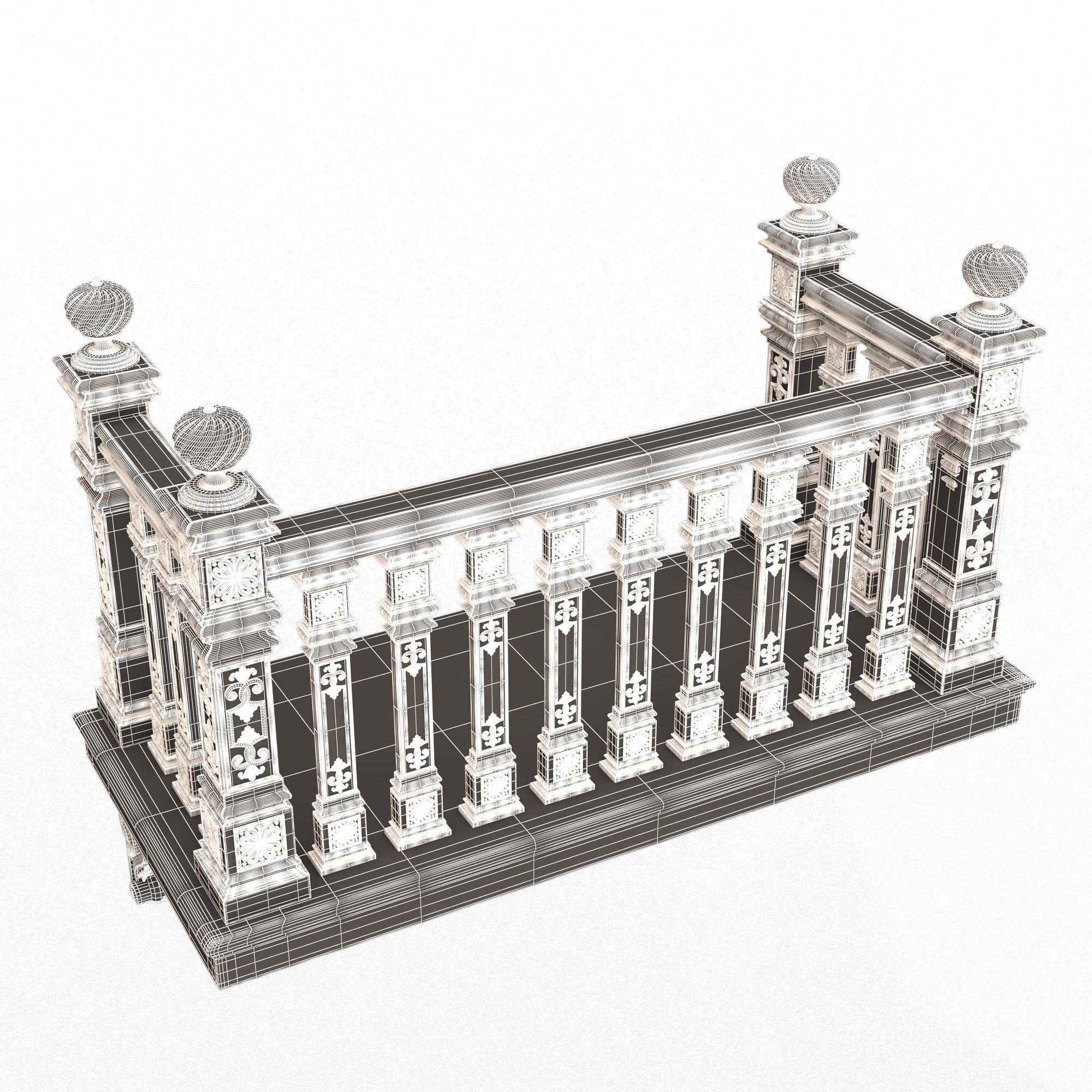 Classic Balcony 02 Low-poly 3D model_6