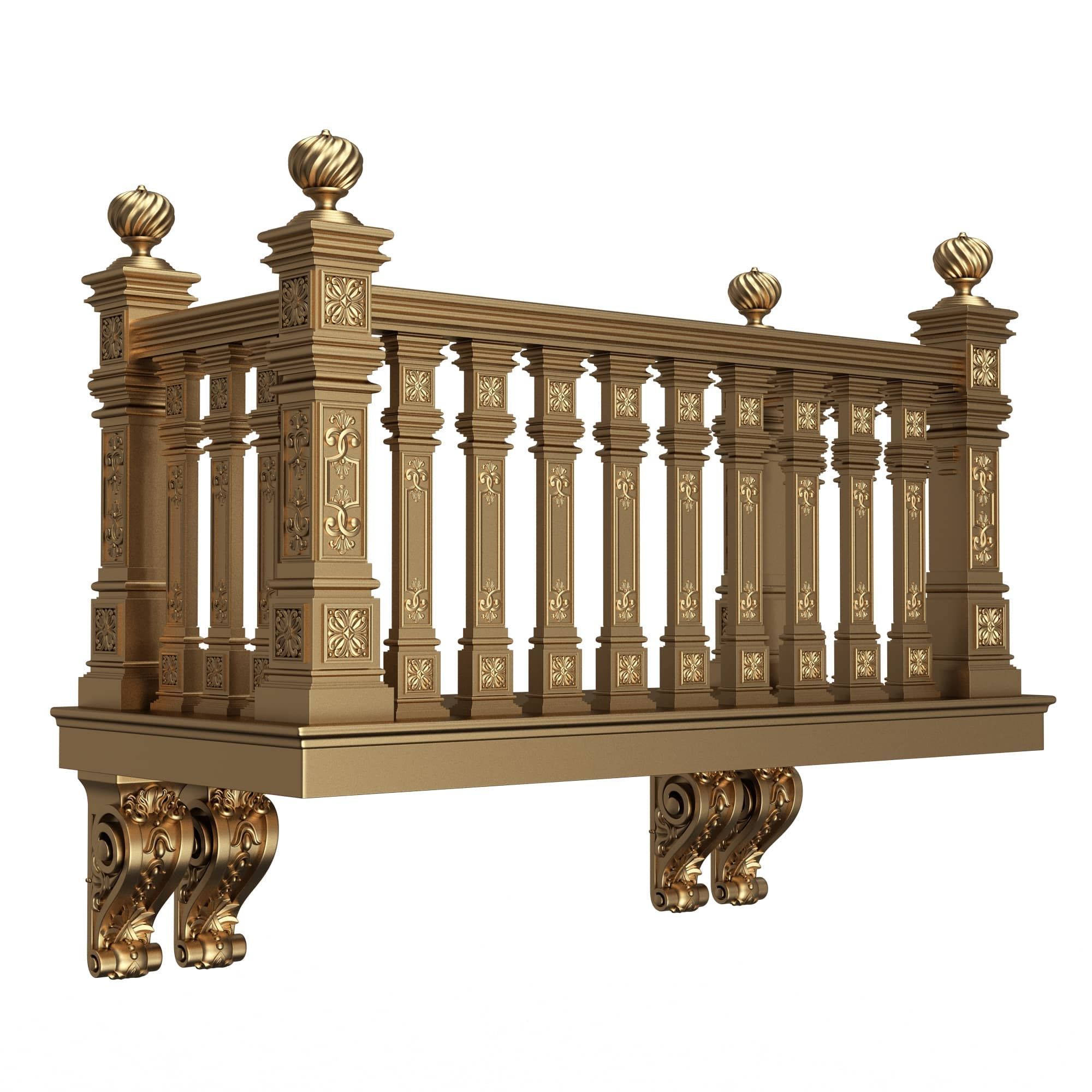 Classic Balcony 02 Low-poly 3D model_2