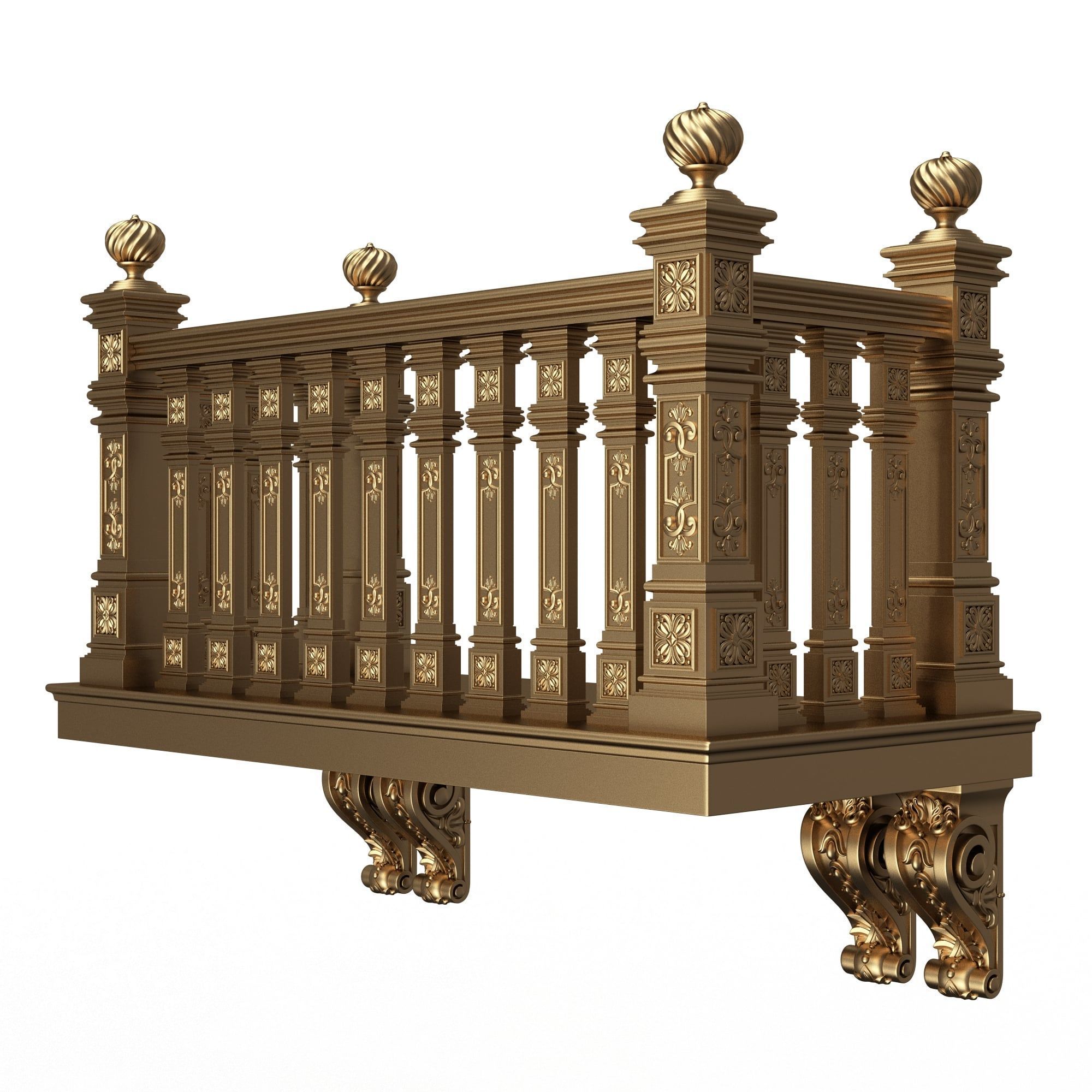 Classic Balcony 02 Low-poly 3D model_1